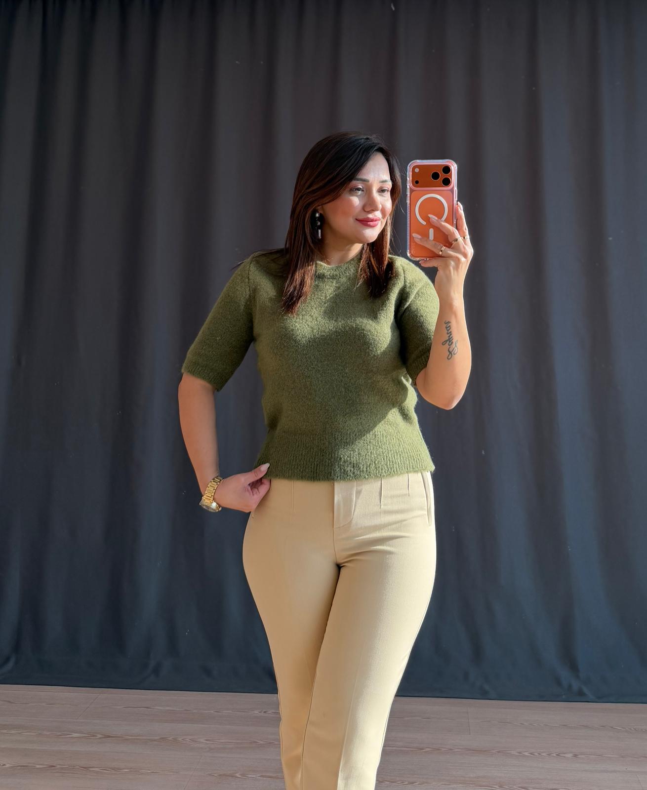 BALIKÇI YAKA YUMOŞ KAZAK - HAKİ