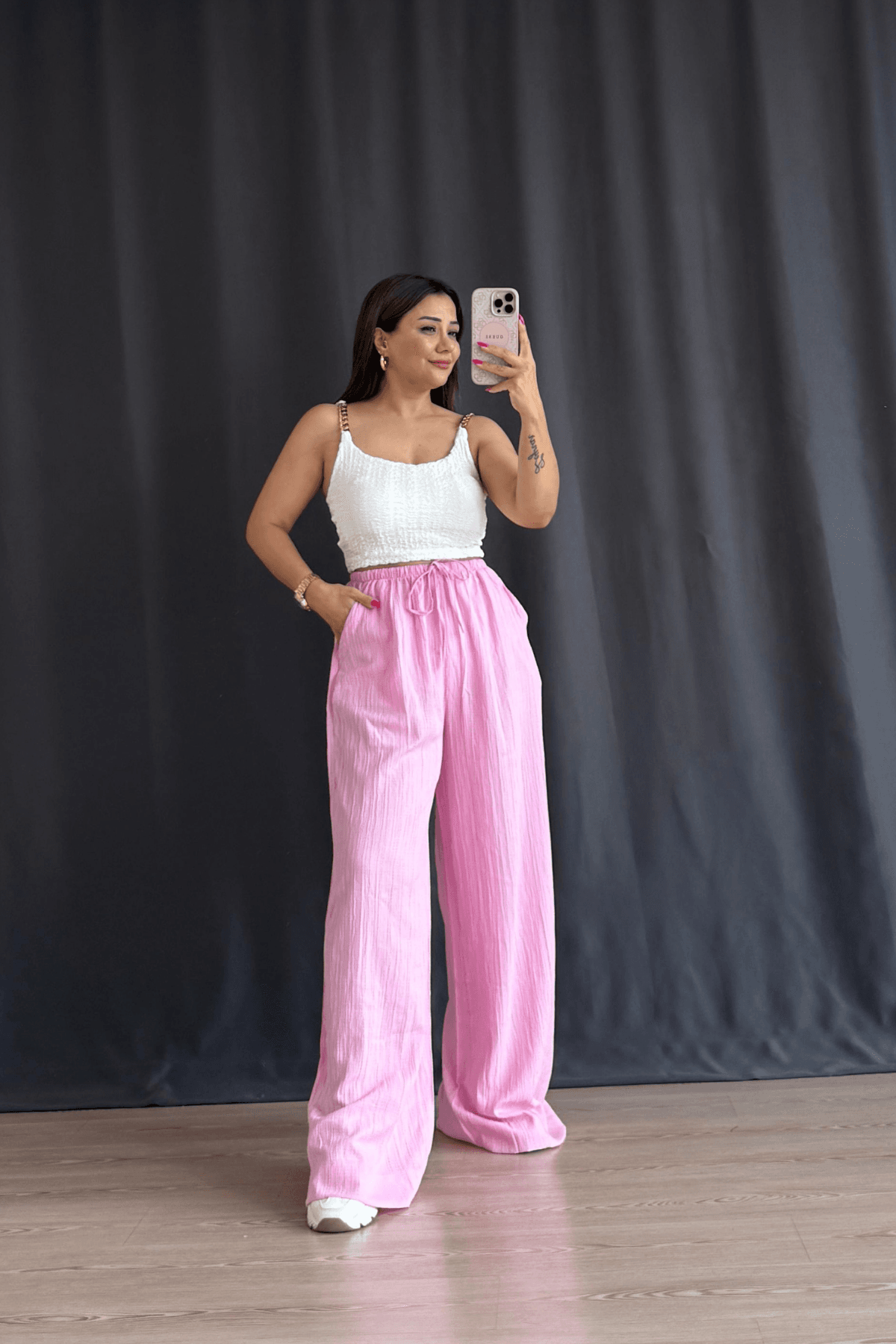 Linen Palazzo Pantolon  - PEMBE
