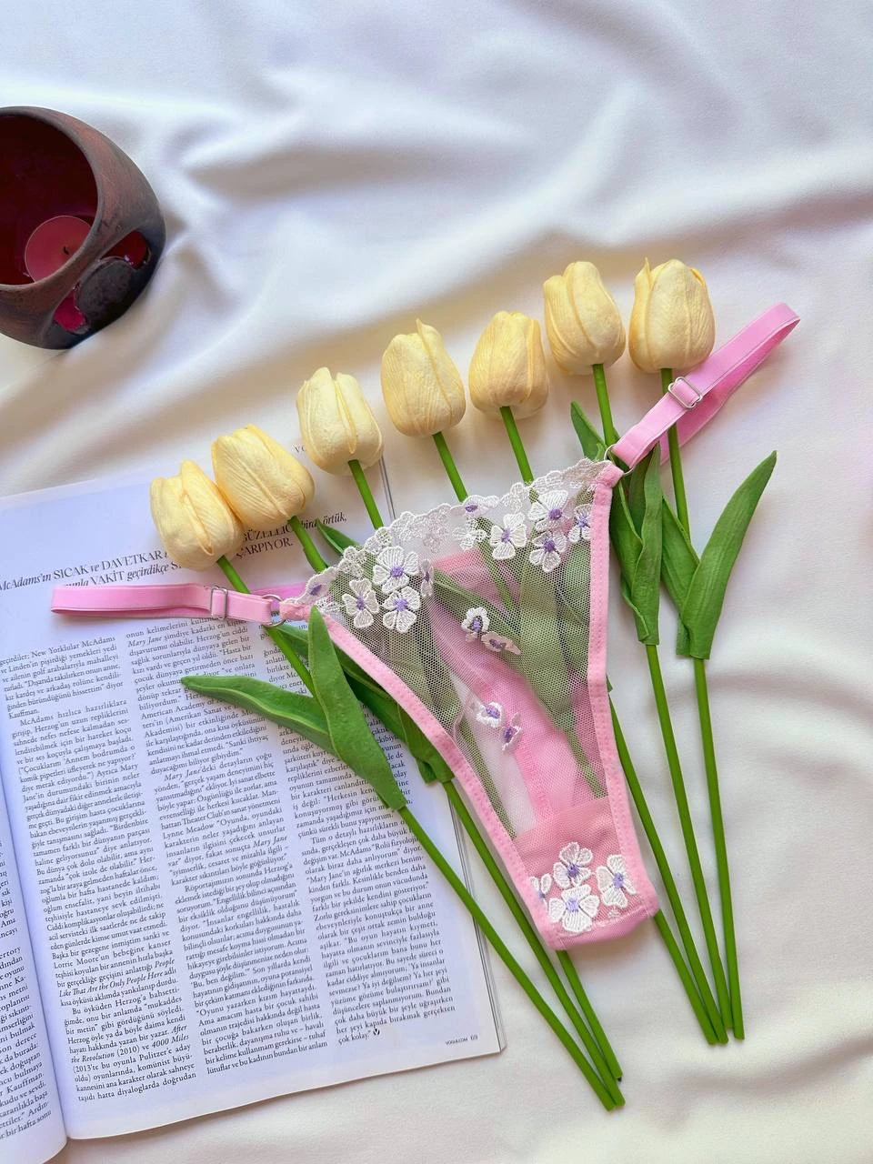 Pembe Papatya Desenli Takım