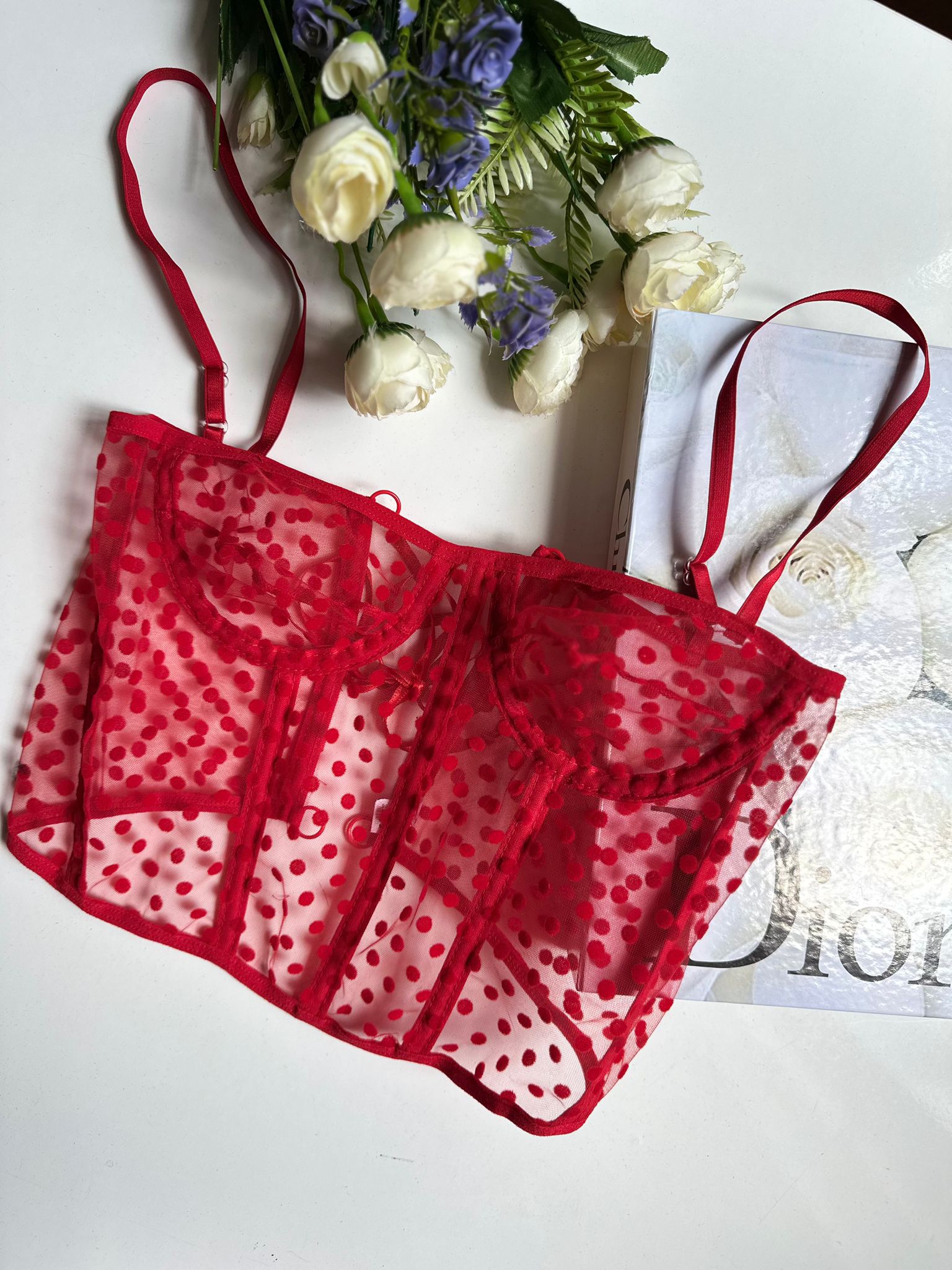 Kırmızı Puantiyeli Korse