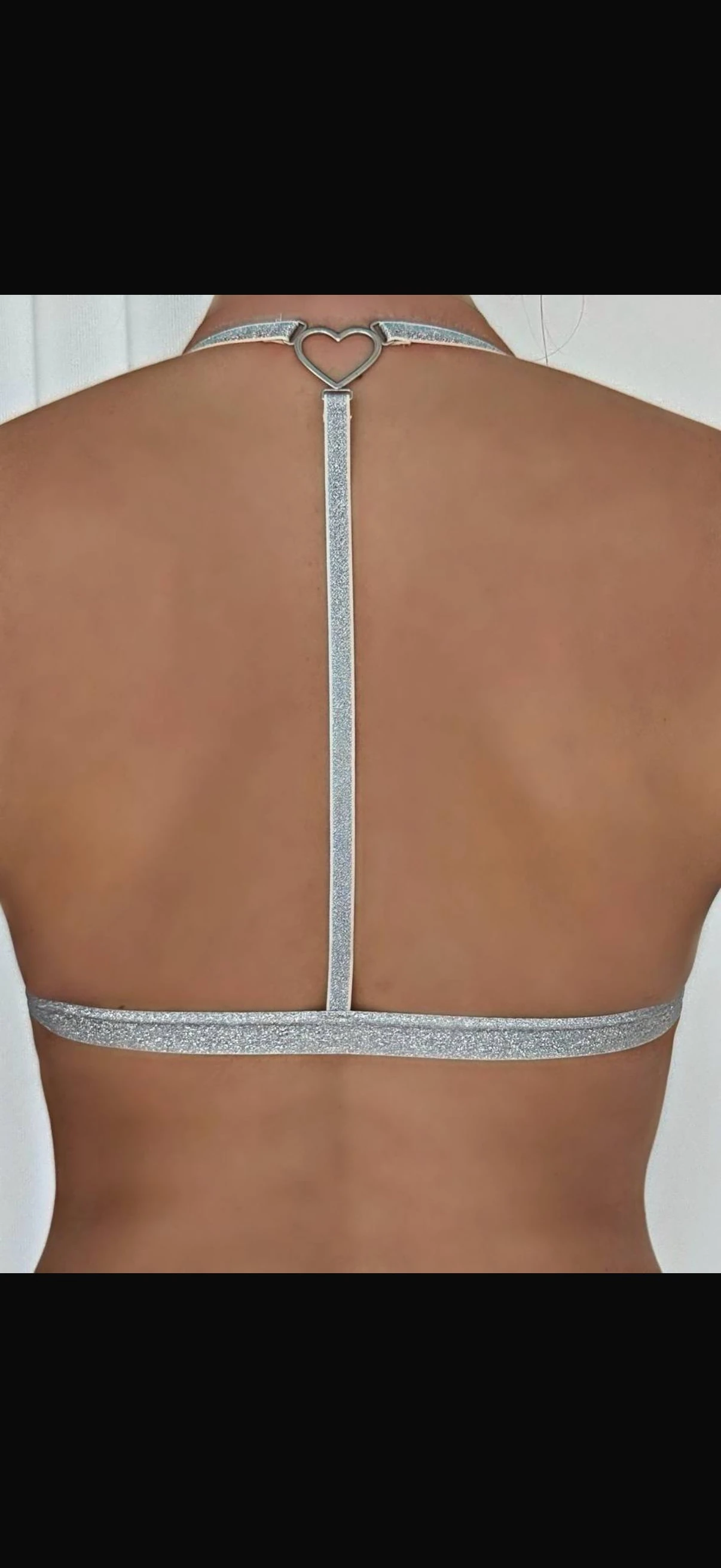 Ekru Simli Tekli Sütyen Beyaz