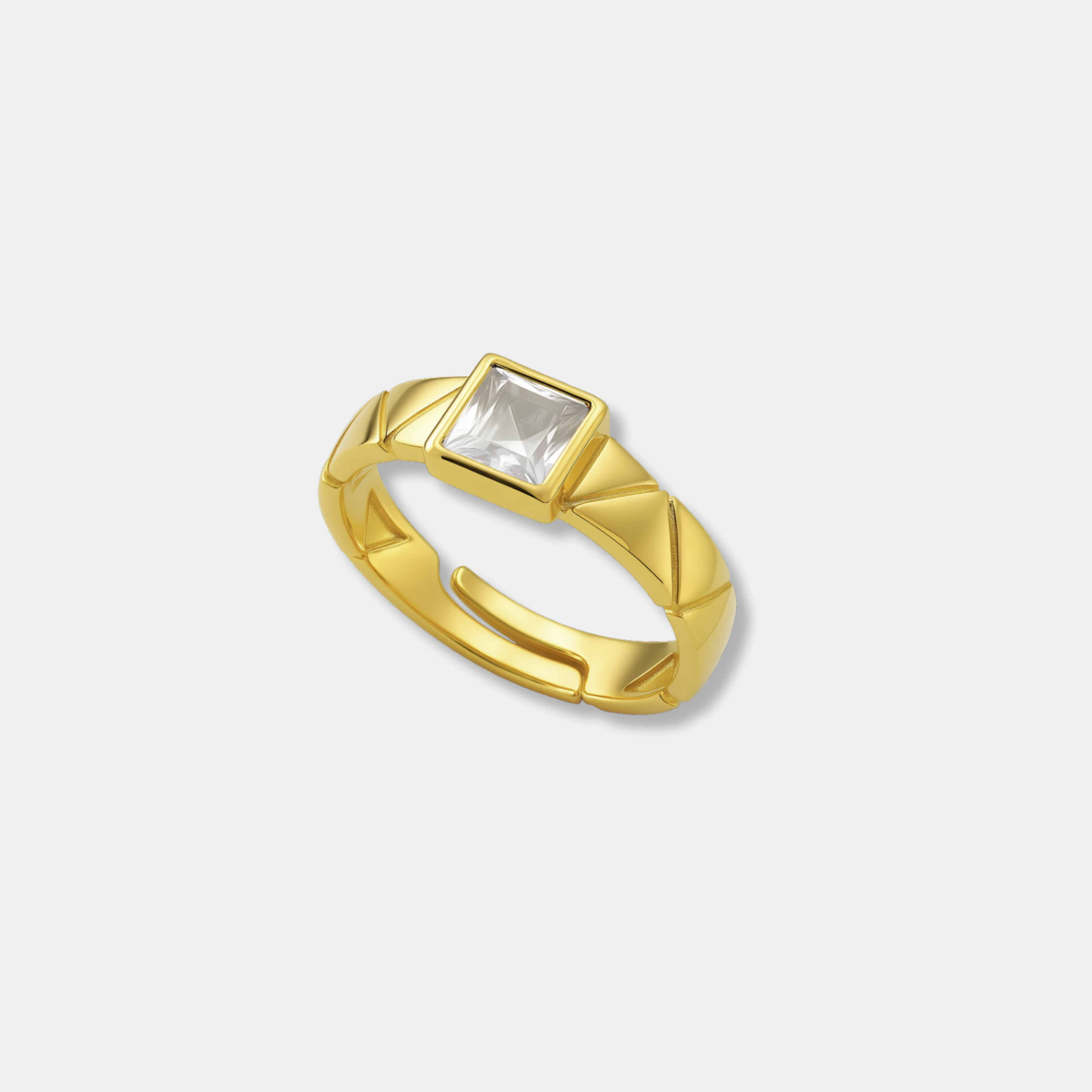 GÜMÜŞ YÜZÜK - Baget taşlı üçgen yüzük