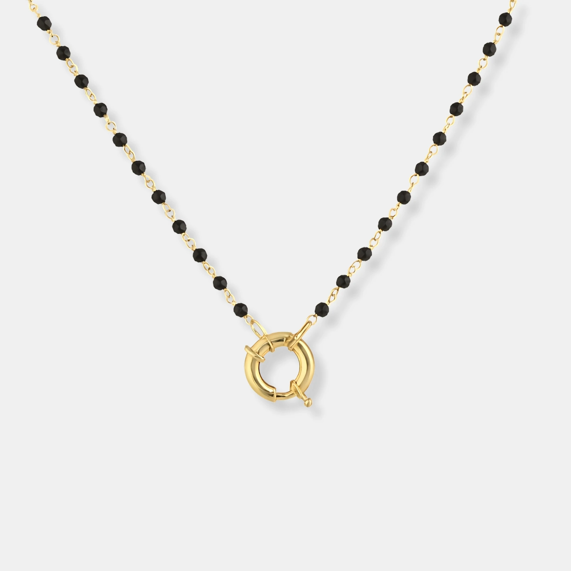 GÜMÜŞ KOLYE - Siyah top zincir choker