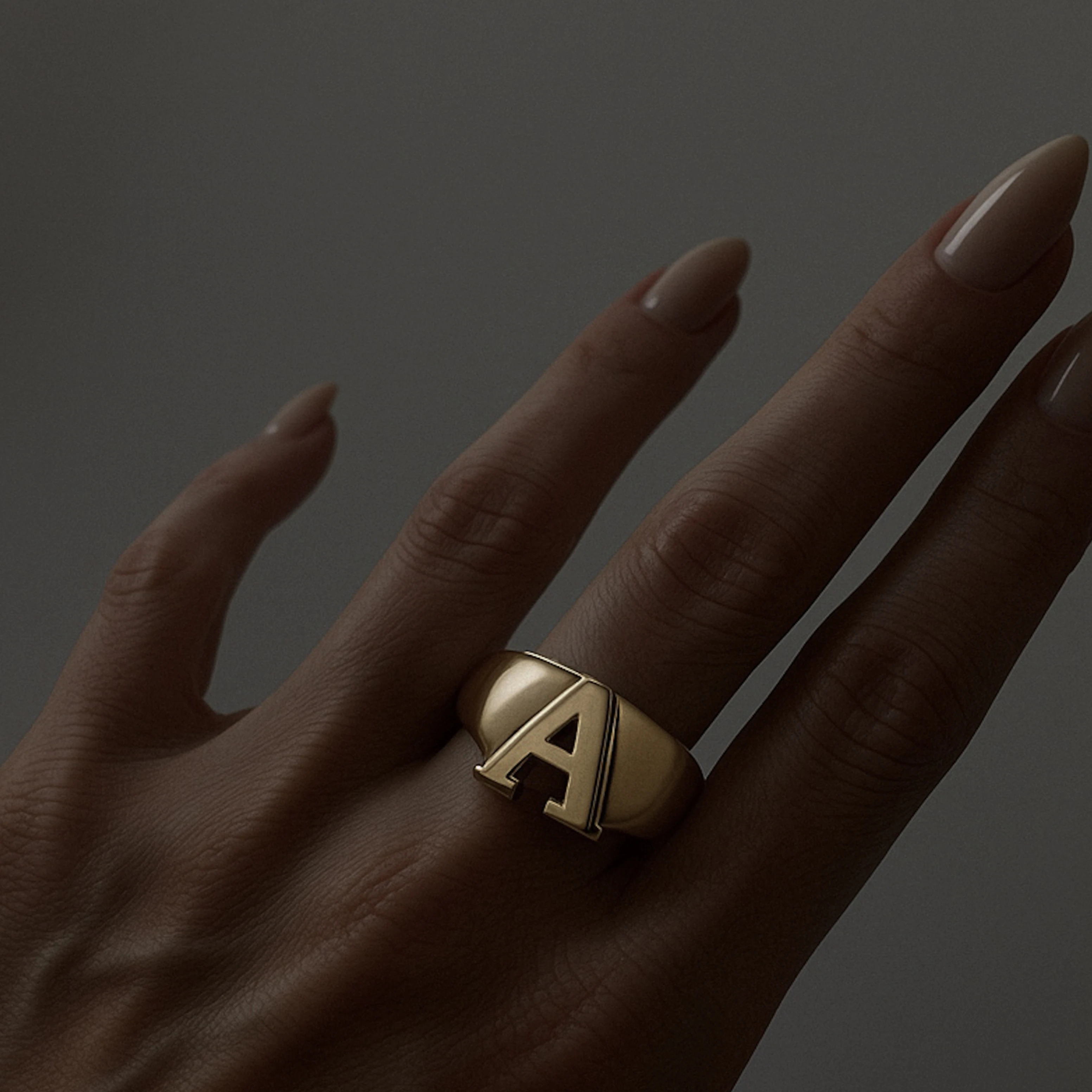 GÜMÜŞ YÜZÜK - Harfli unisex mühür yüzüğü