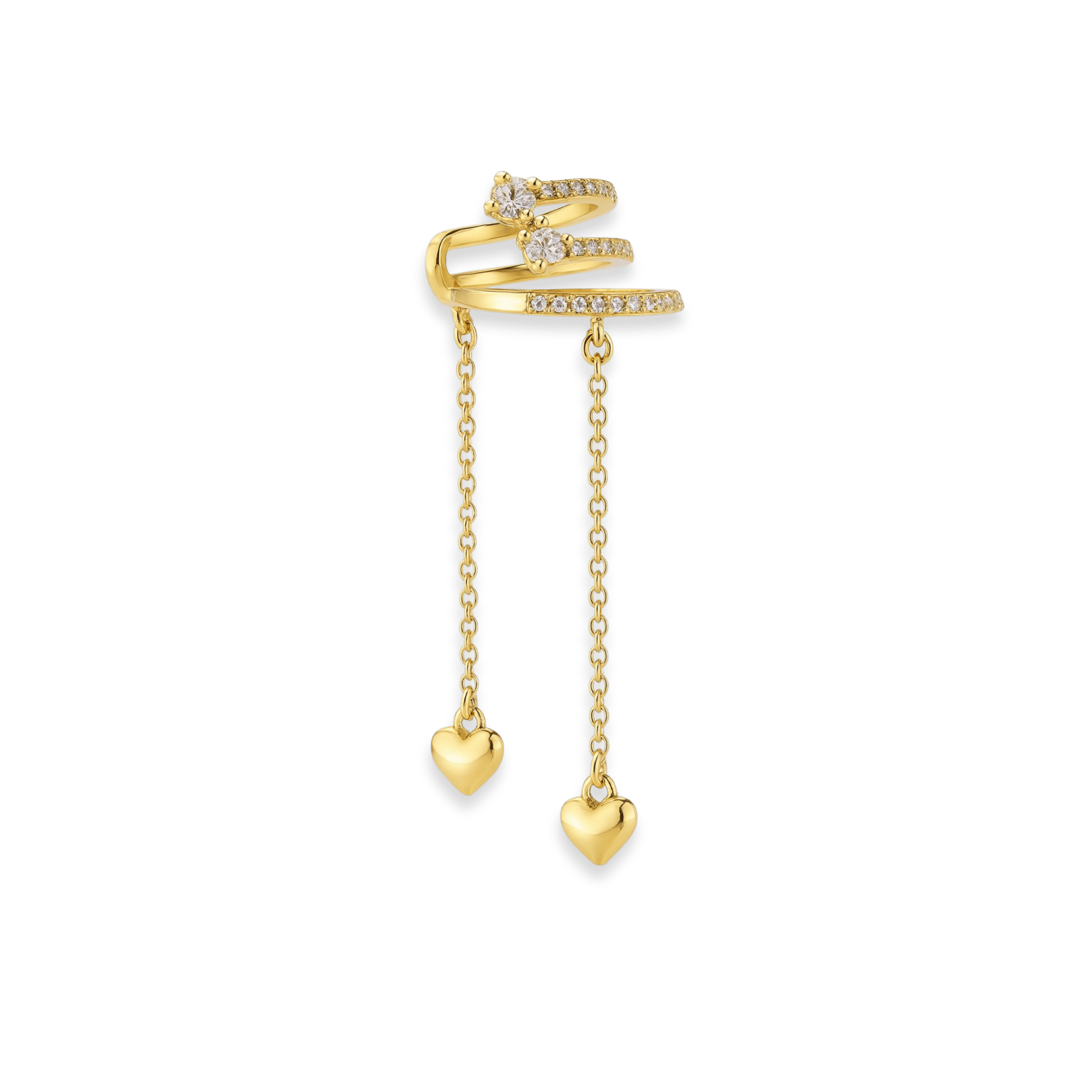 ÇELİK EARCUFF - Kalp uçlu taşlı gold earcuff