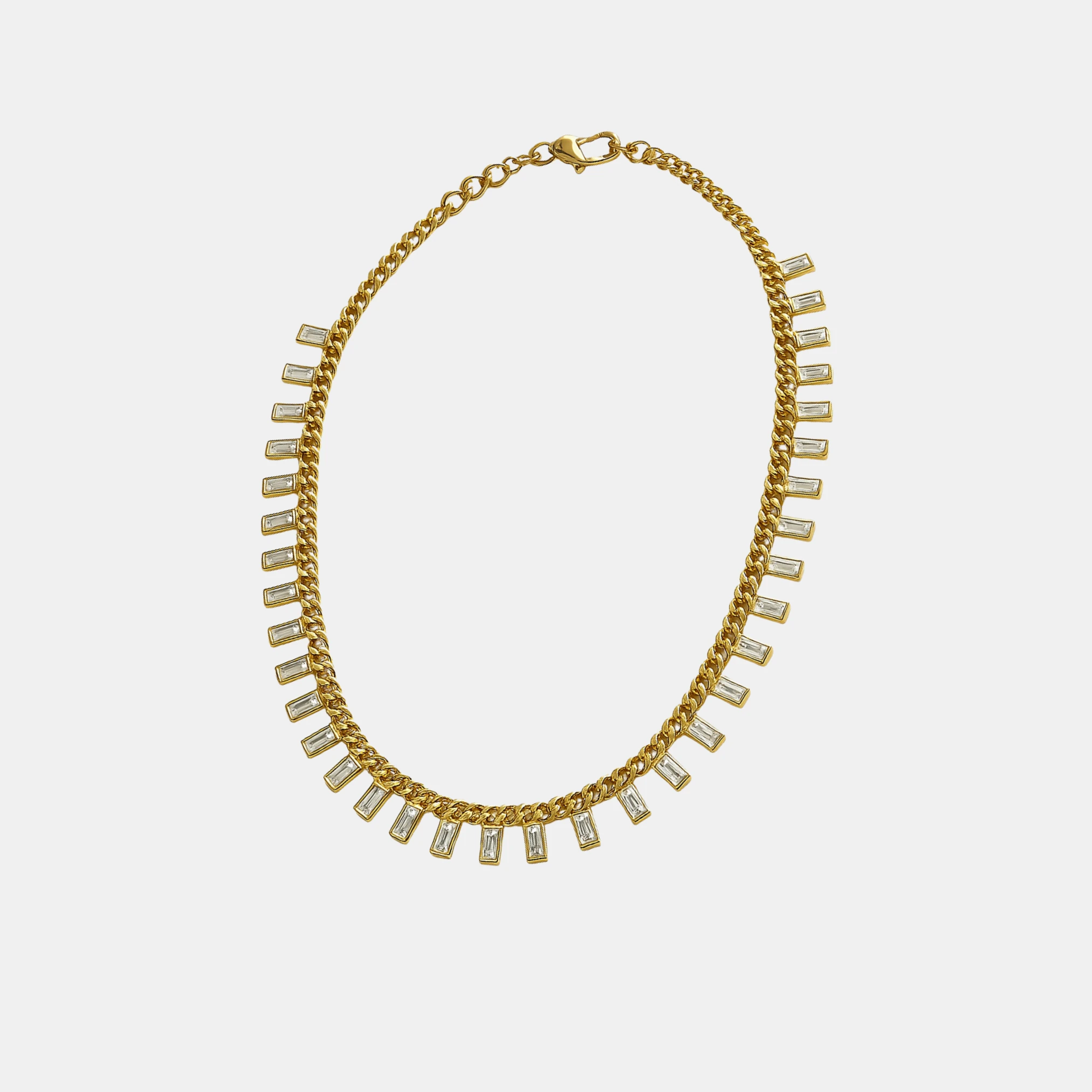 GÜMÜŞ ZİNCİR - 925 ayar baget taşlı choker