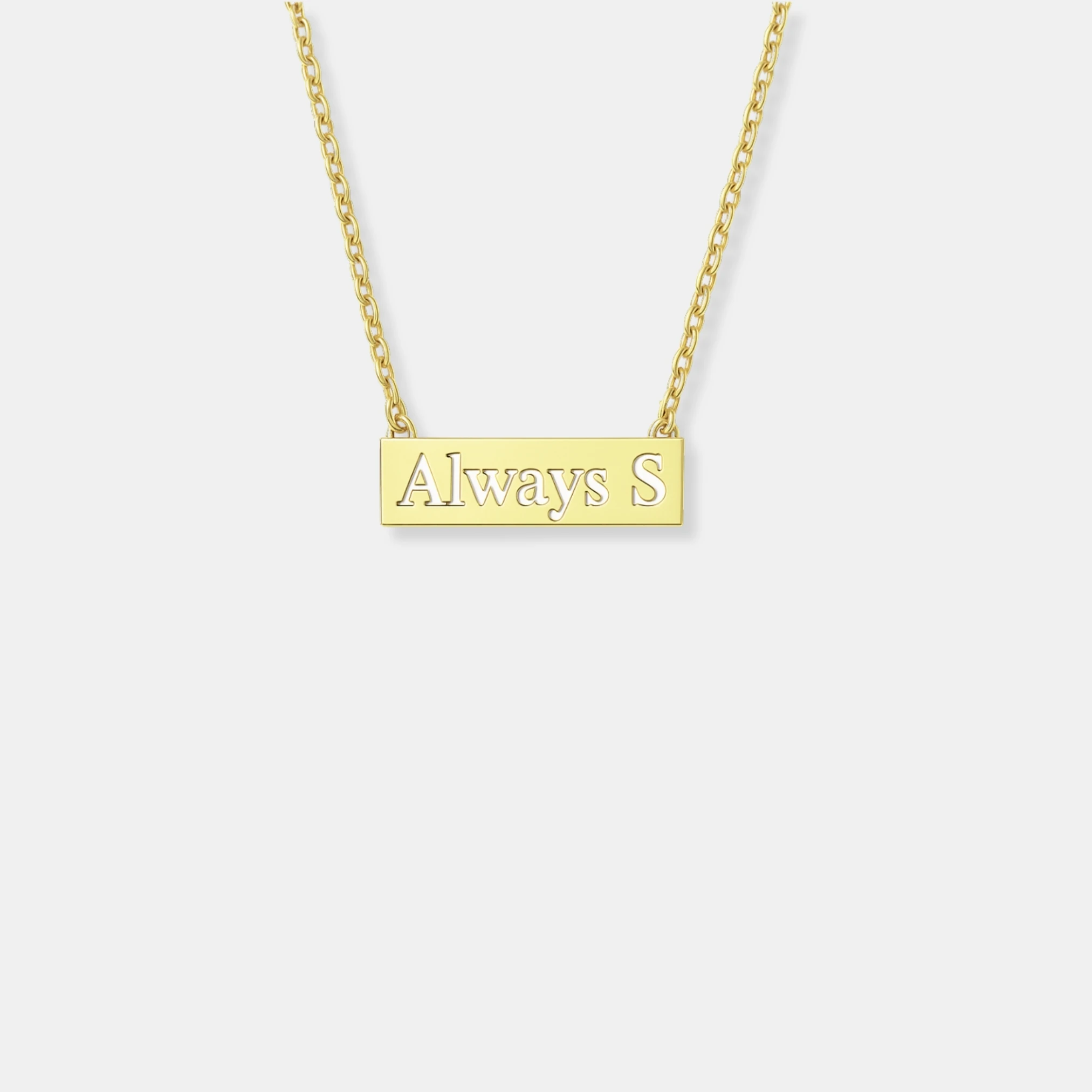 GÜMÜŞ KOLYE - Unisex isim-kelime yatay künye kolye