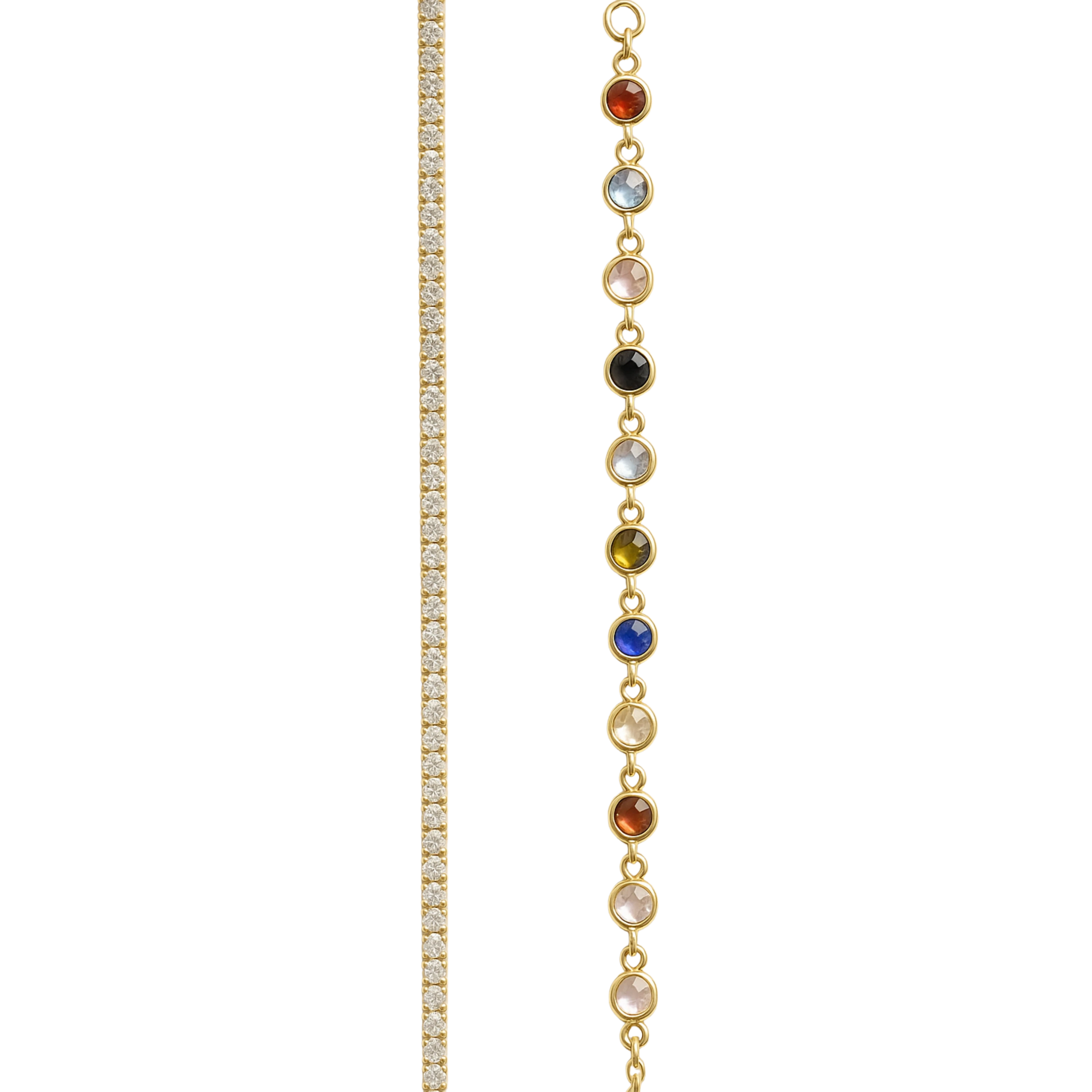 GÜMÜŞ ZİNCİR - Renkli taş su yolu zincir