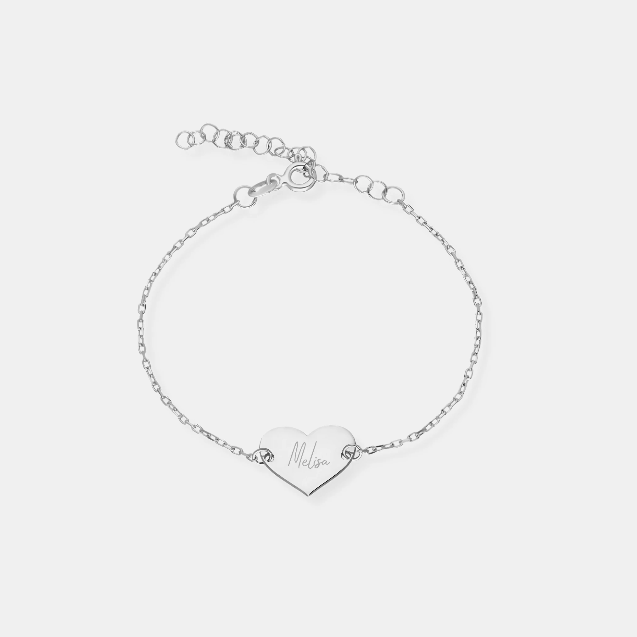 GÜMÜŞ BİLEKLİK - Kalp plaka bileklik