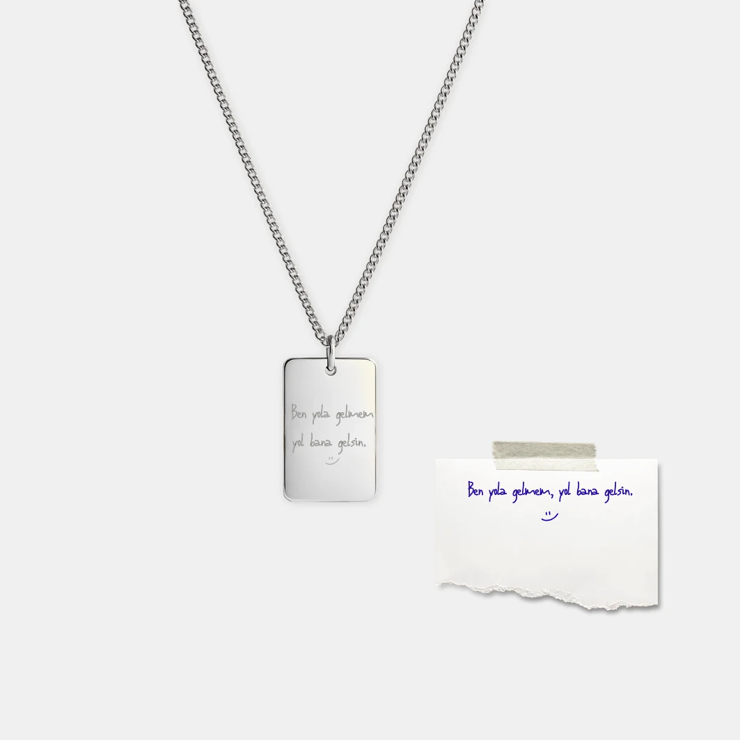 GÜMÜŞ KOLYE - Kişisel mesajlı unisex gravür kolye