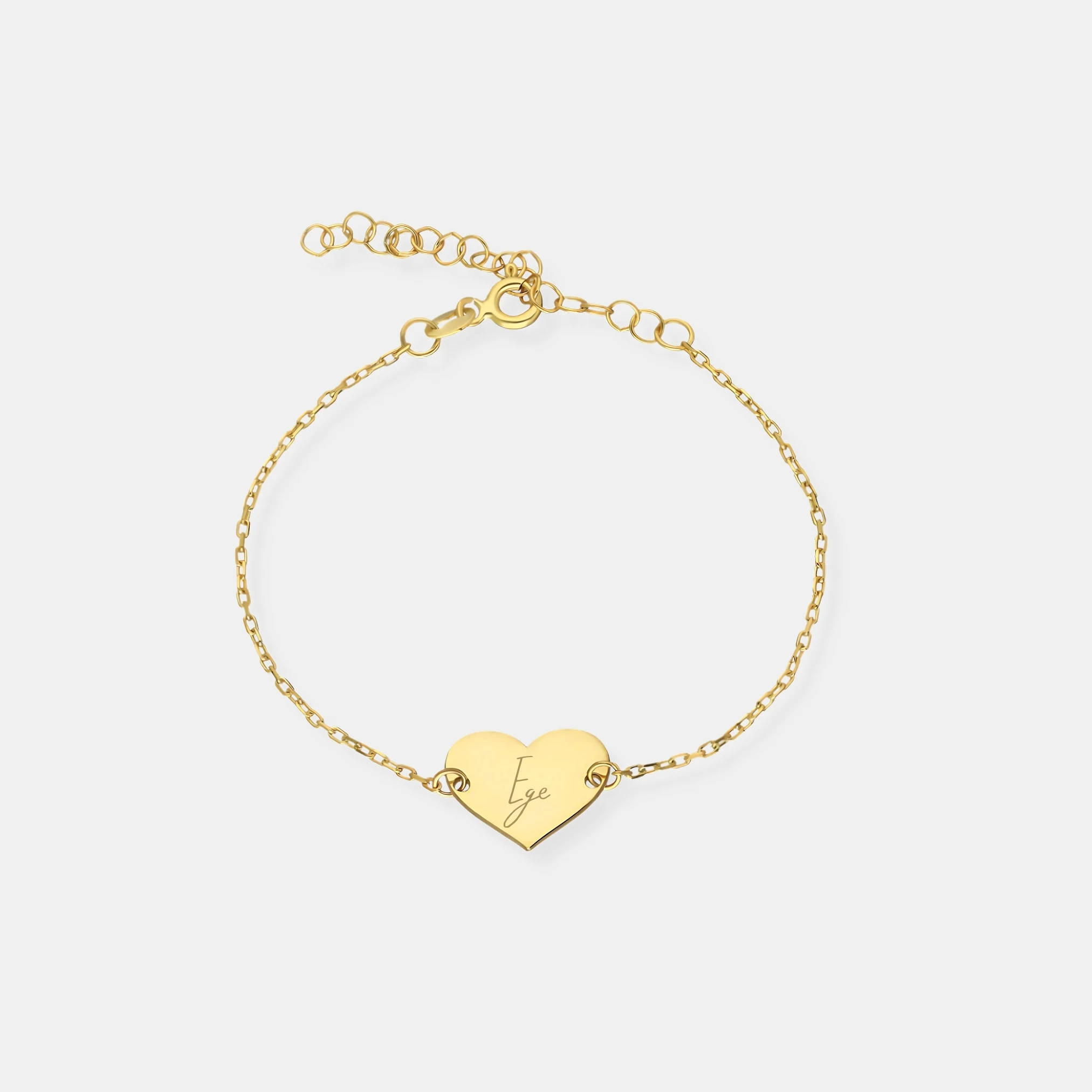 GÜMÜŞ BİLEKLİK - Kalp plaka bileklik