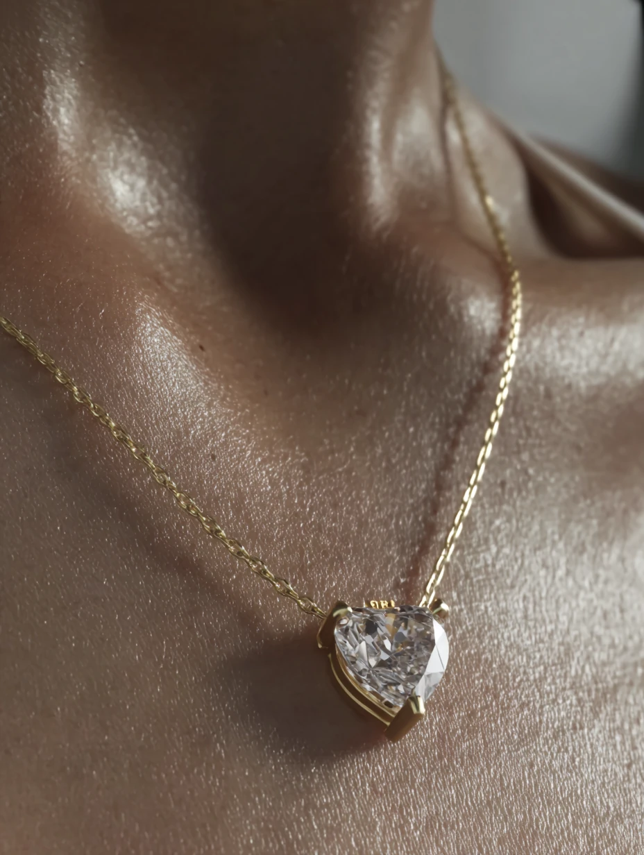 GÜMÜŞ KOLYE - 925 AYAR kristal kalp kolye