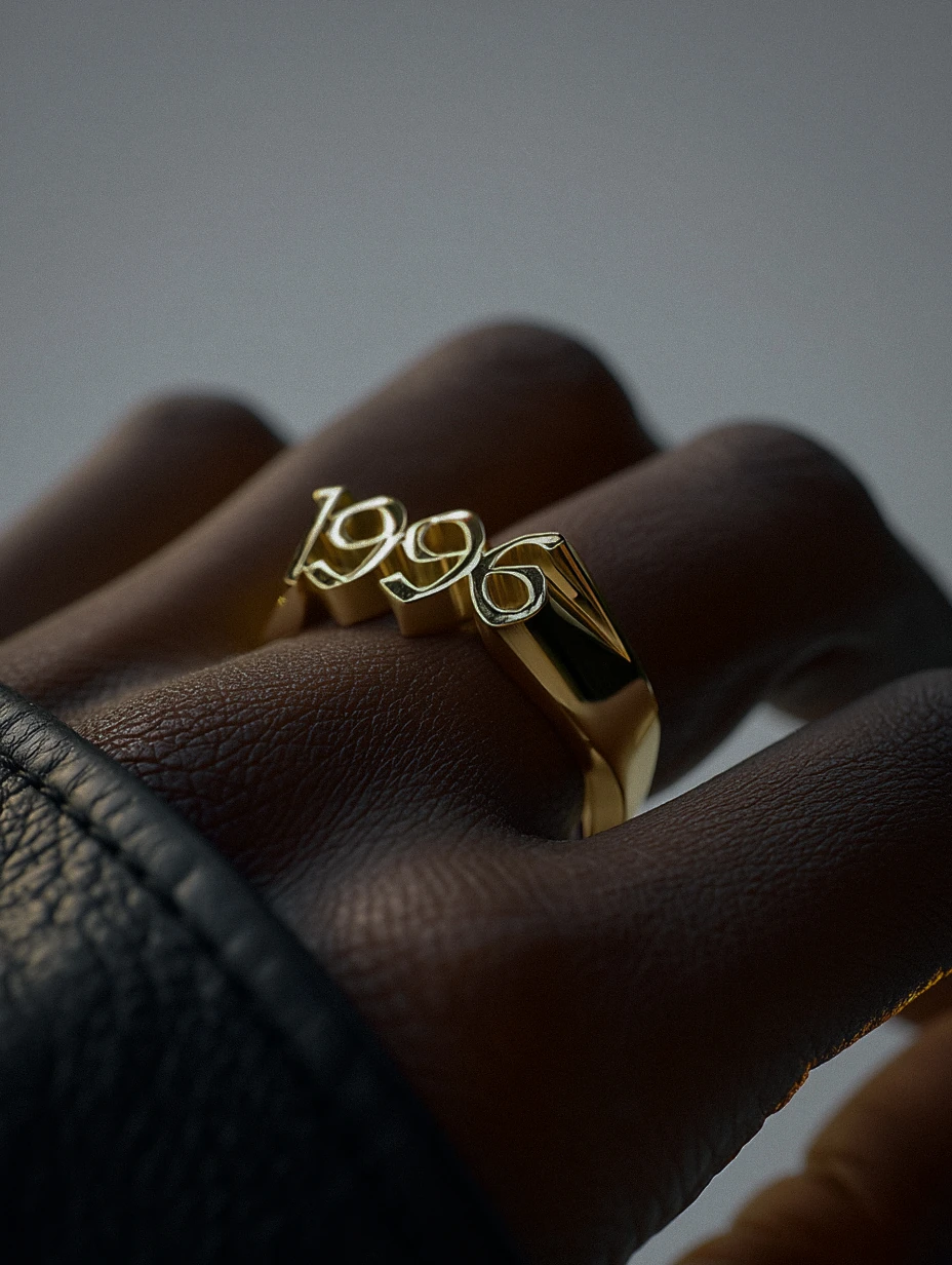 GÜMÜŞ YÜZÜK - 3 boyutlu monogram tarih yüzük