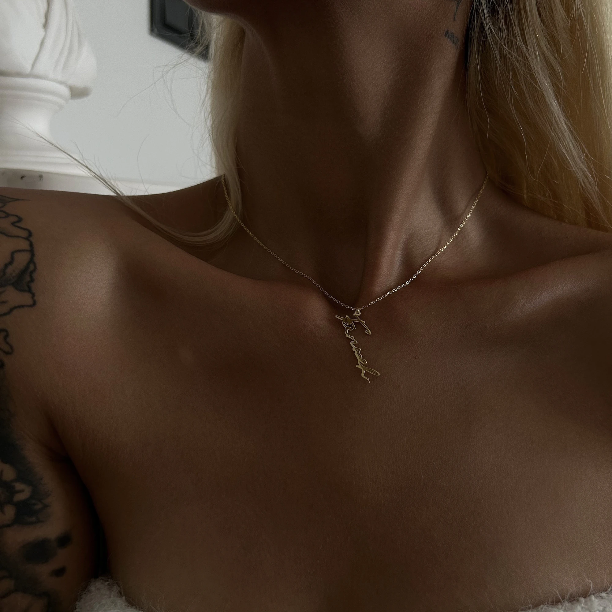 GÜMÜŞ KOLYE - İmza font isim-kelime kolye