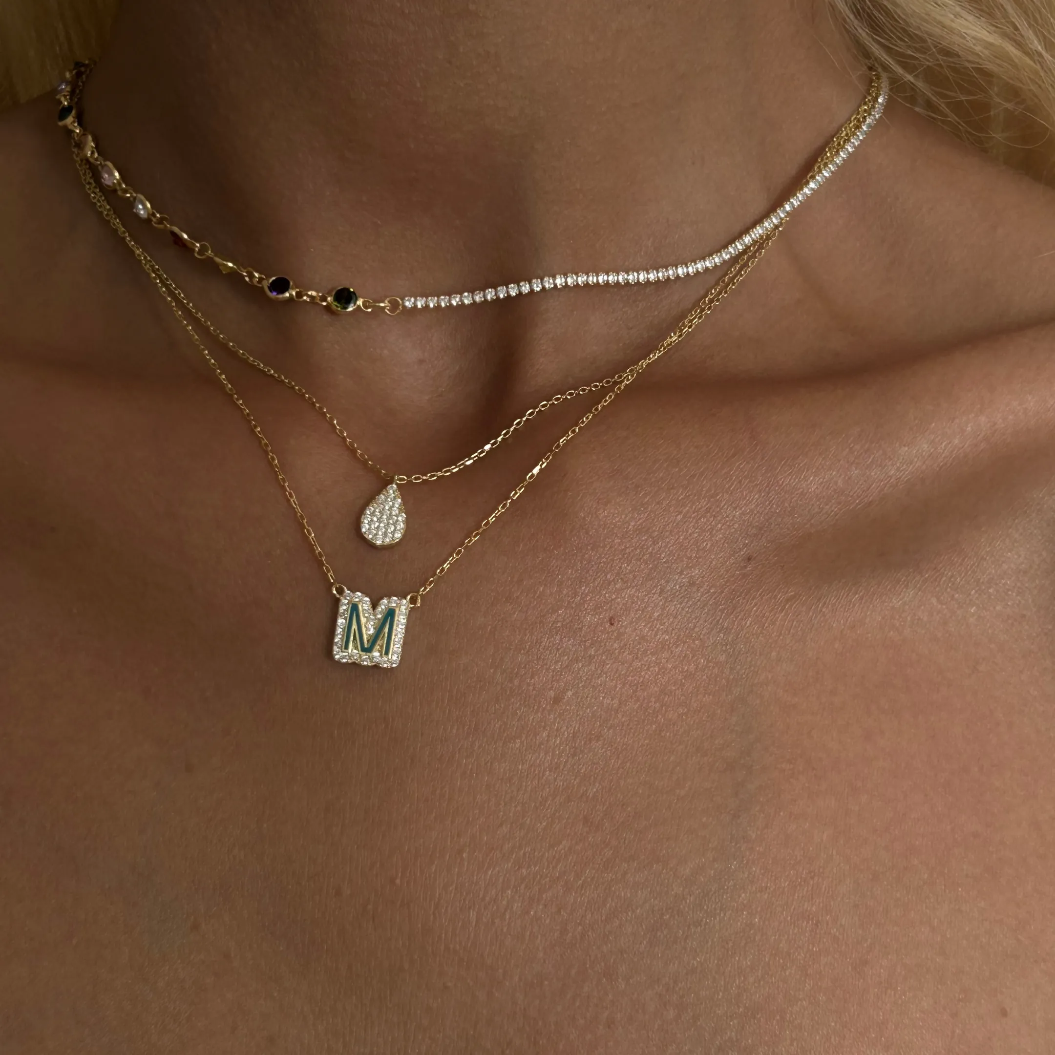 GÜMÜŞ ZİNCİR - Renkli taş su yolu zincir