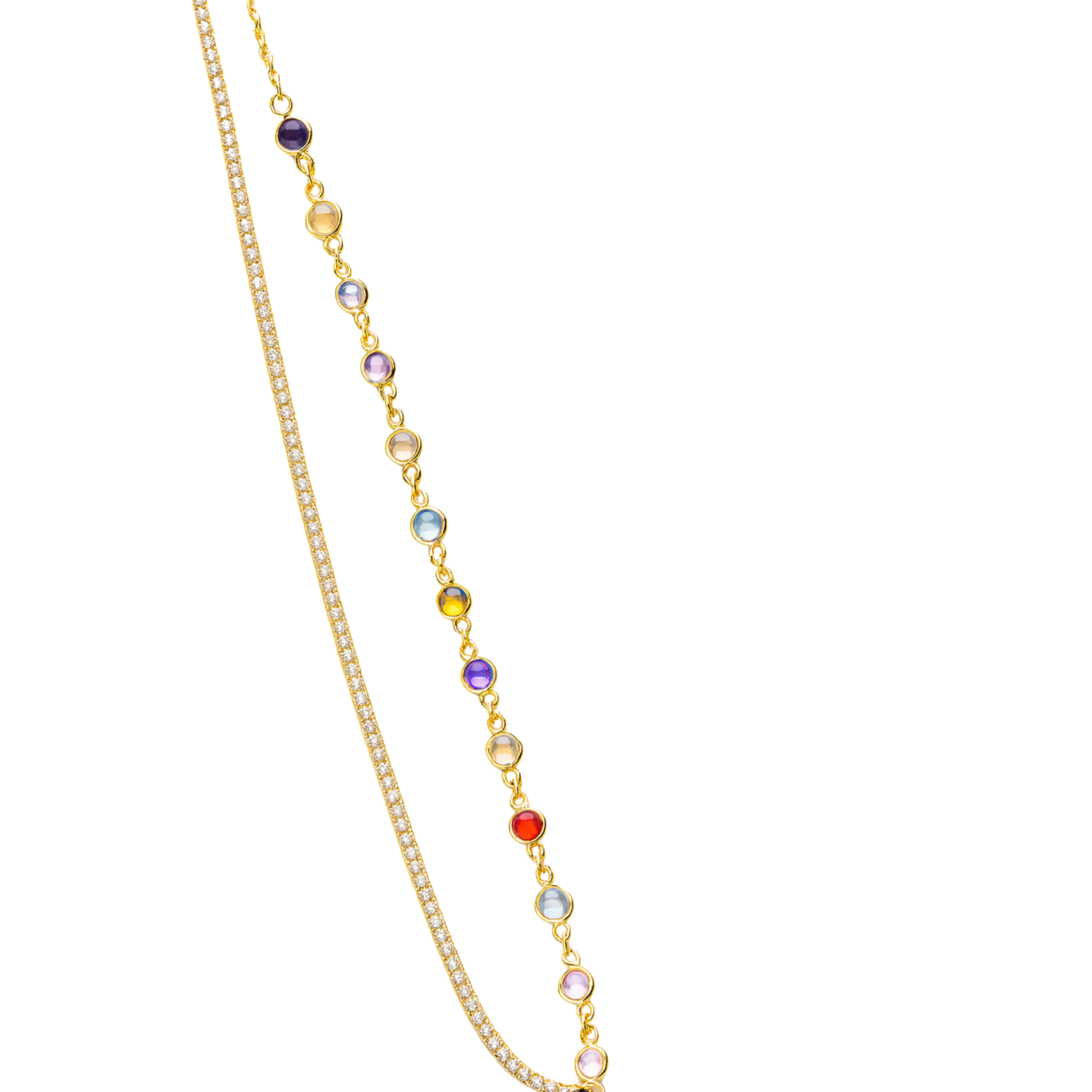 GÜMÜŞ ZİNCİR - Renkli taş su yolu zincir