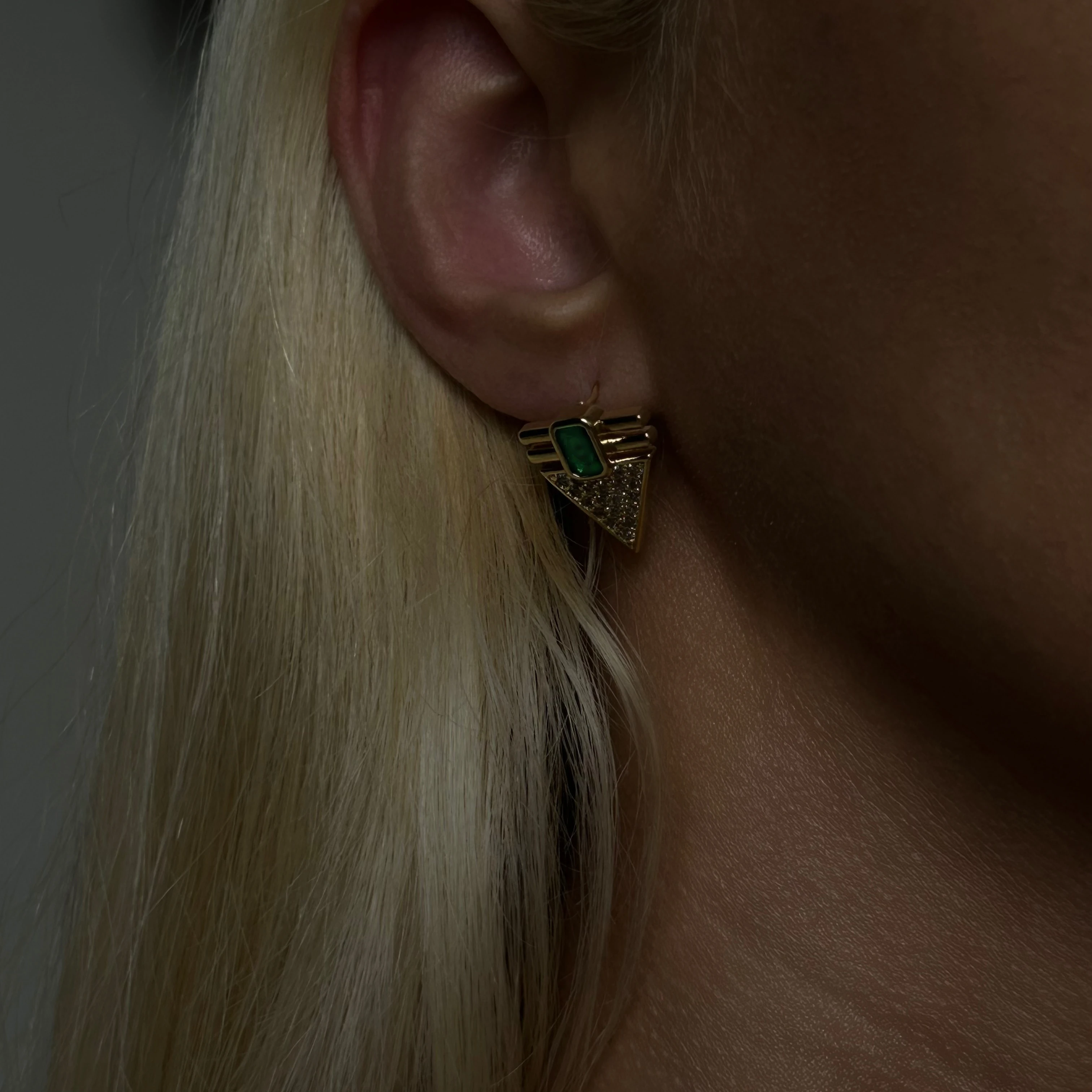 ÇELİK - Altın geometri küpe