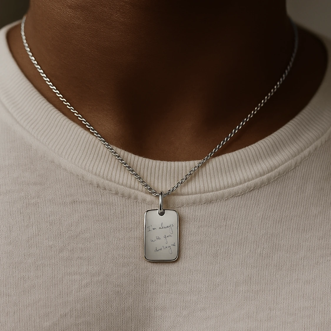 GÜMÜŞ KOLYE - Kişisel mesajlı unisex gravür kolye