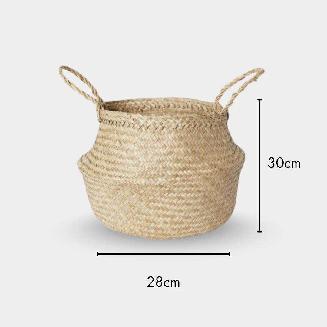 Natural Katlanabilir Hasır Saksılık - 30x28cm