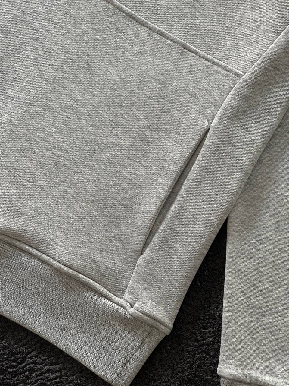 Club Fleece Brushed-Back Yarım Fermuarlı Sweatshirt - Gri Melanj