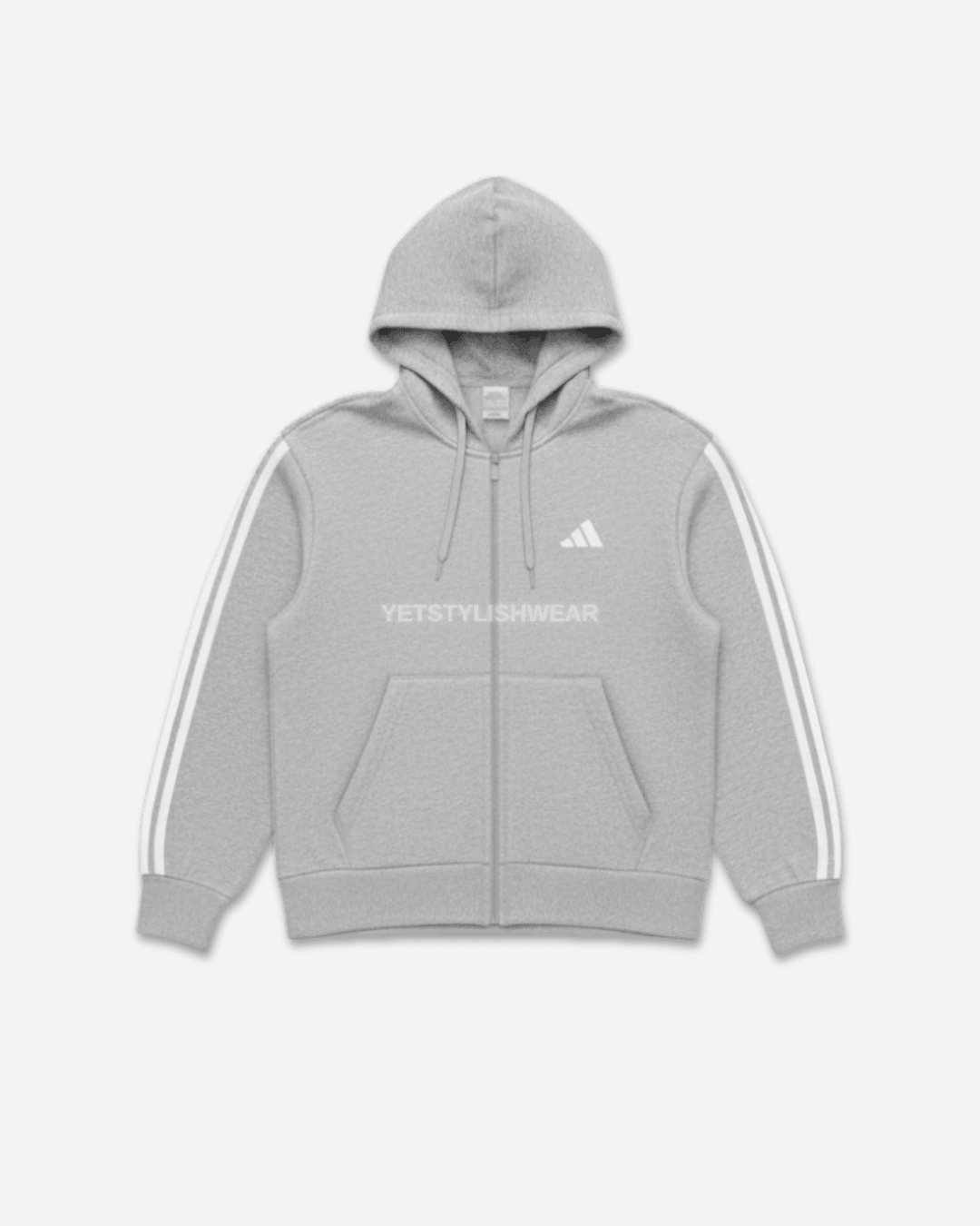 Essentials 3-Stripes Fleece Hırka - Gri Melanj