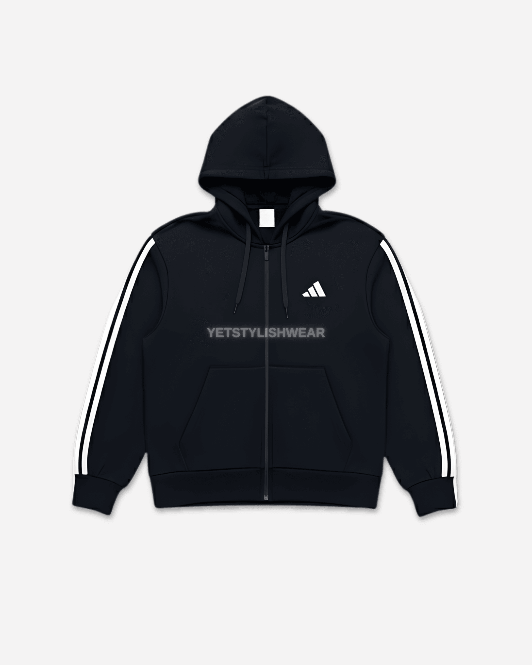 Essentials 3-Stripes Fleece Hırka - Siyah