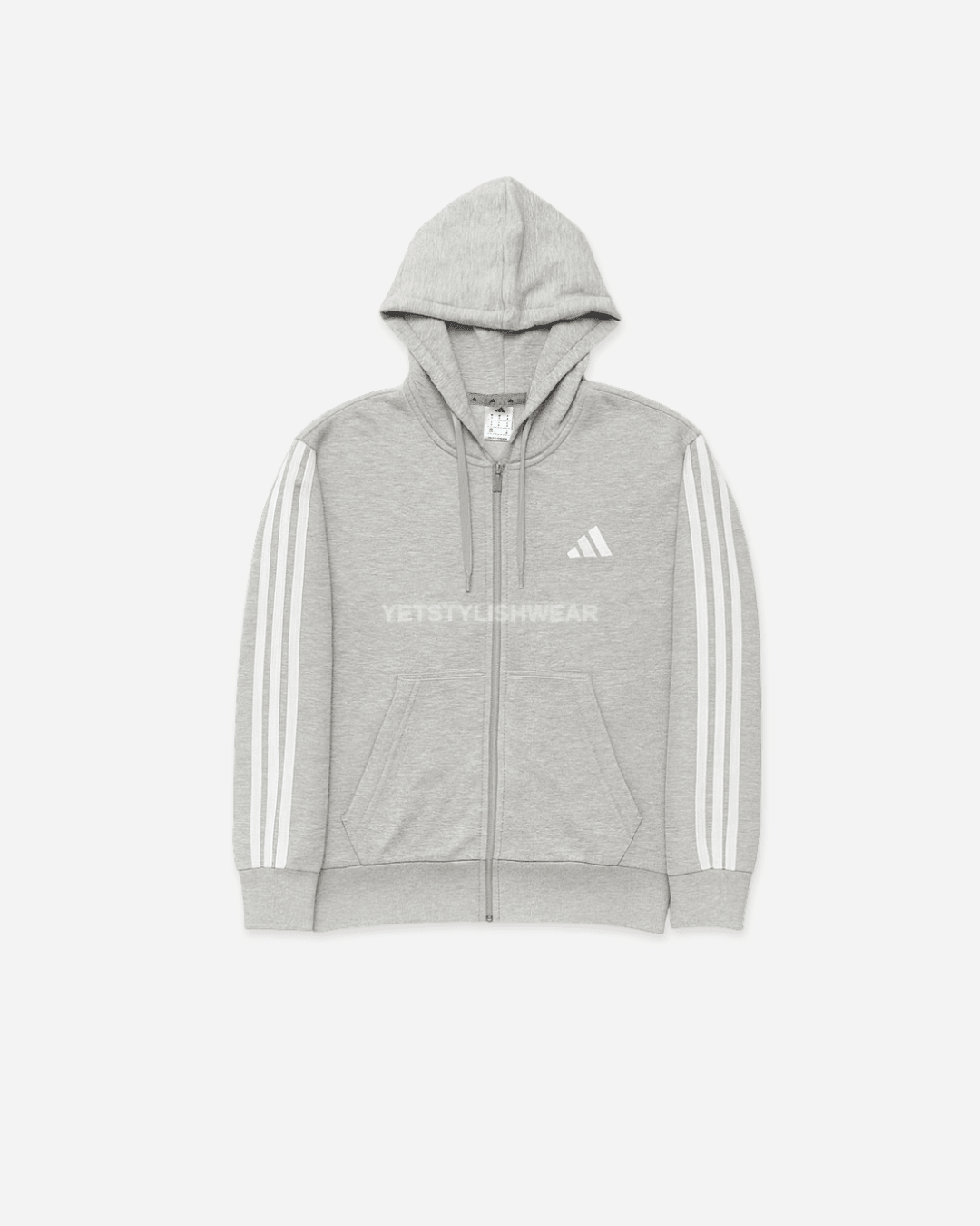 Essentials 3-Stripes Fleece Hırka - Gri Melanj
