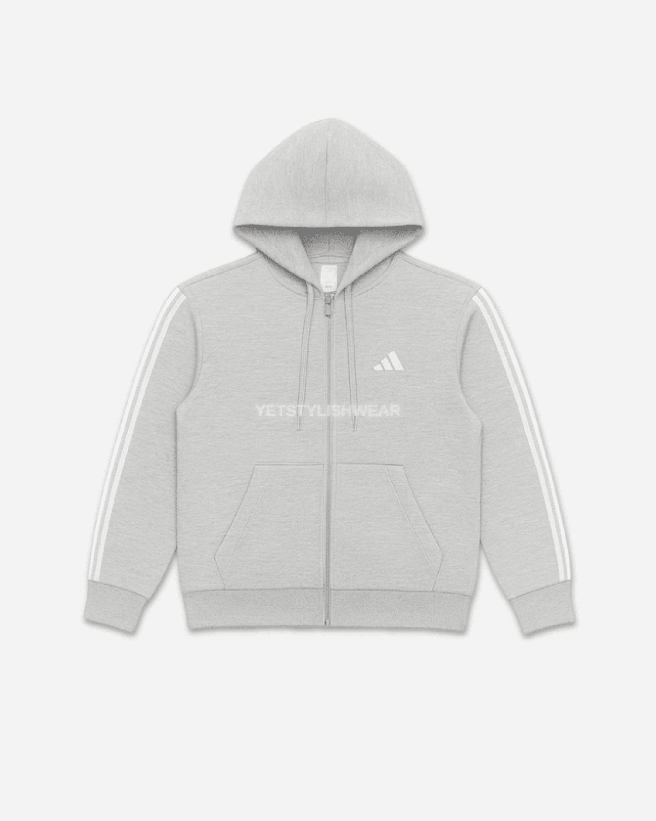 Essentials 3-Stripes Fleece Hırka - Gri Melanj