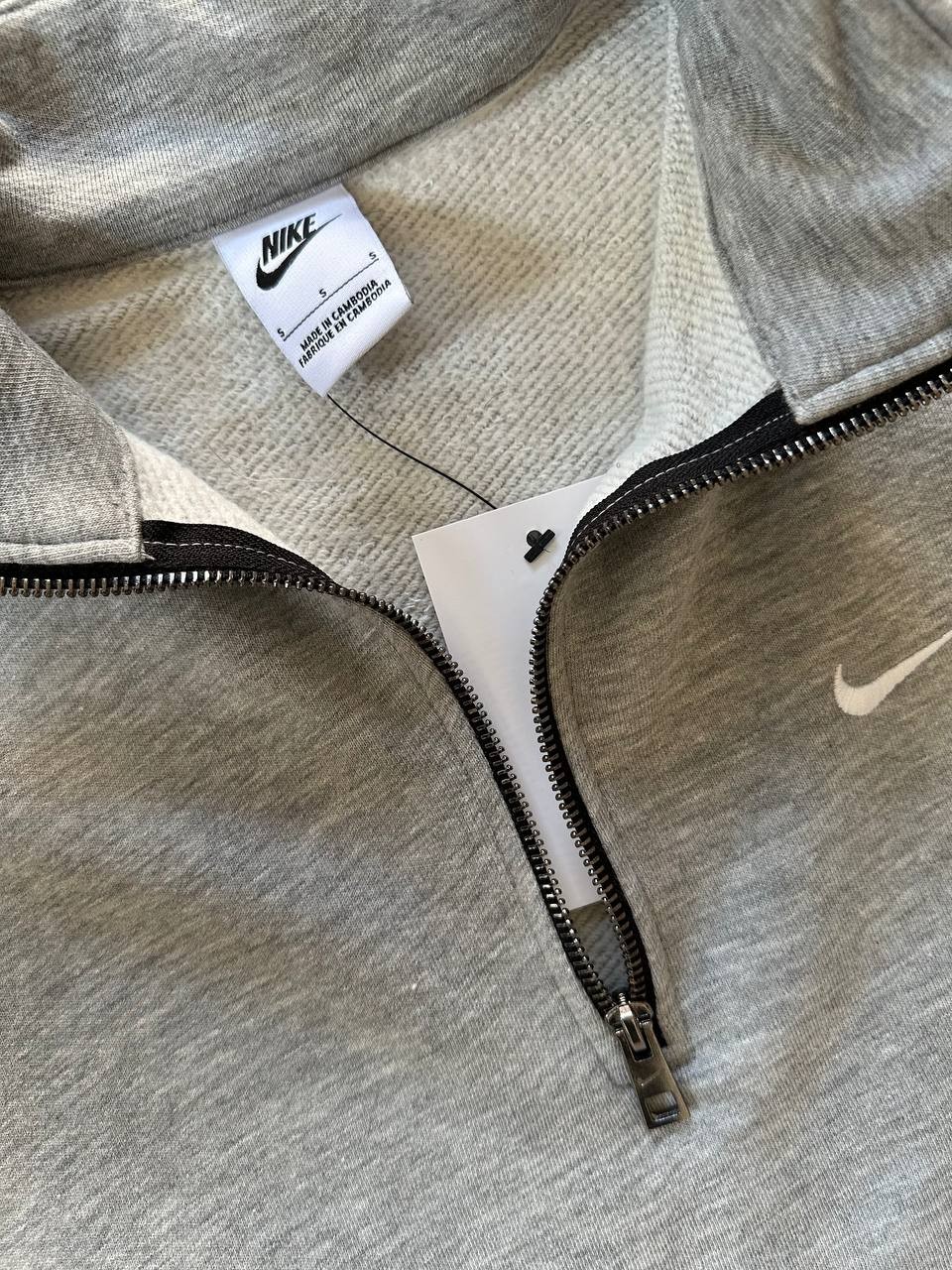 Solo Swoosh Yarım Fermuarlı Sweatshirt - Gri Melanj