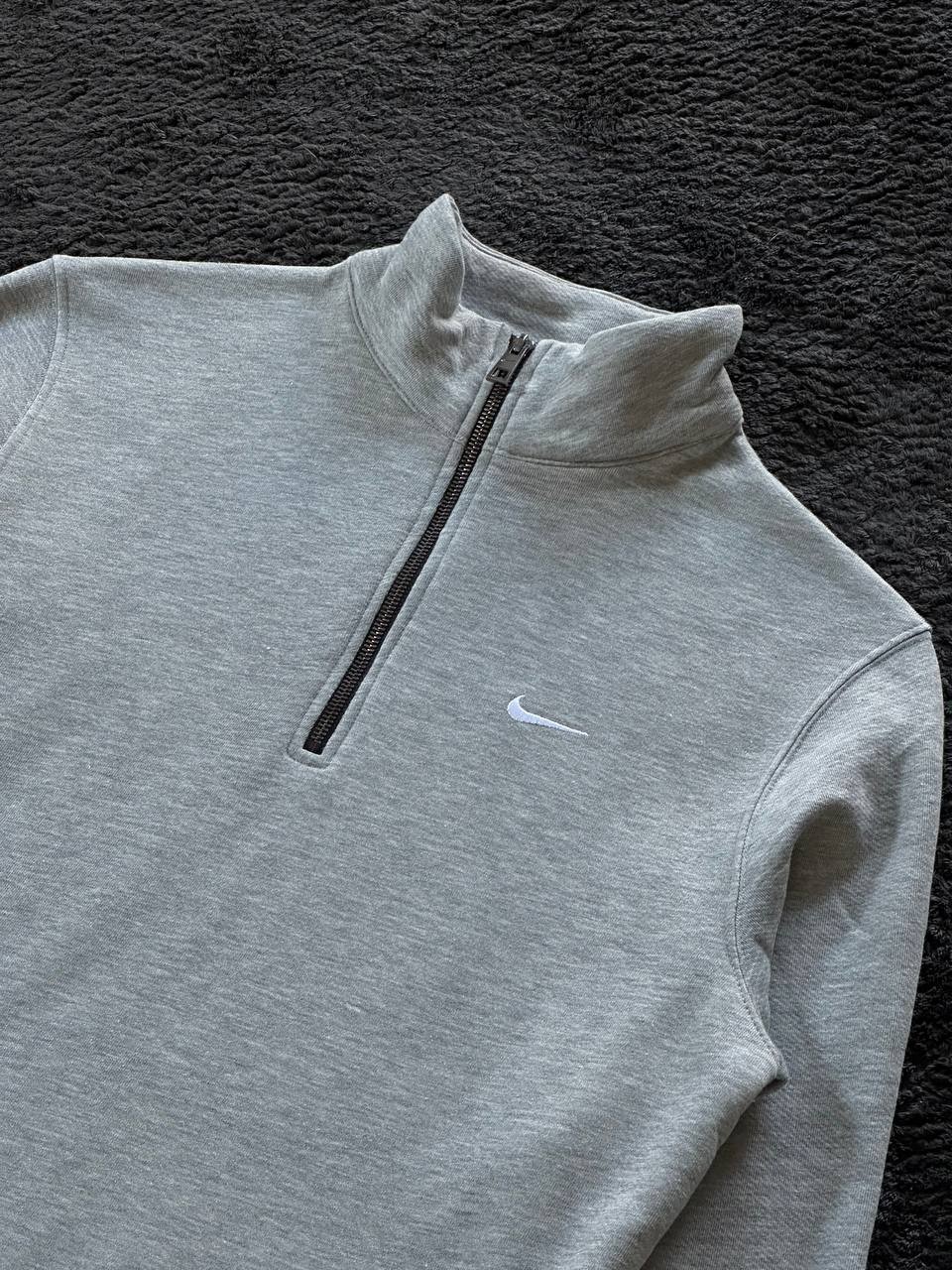 Solo Swoosh Yarım Fermuarlı Sweatshirt - Gri Melanj