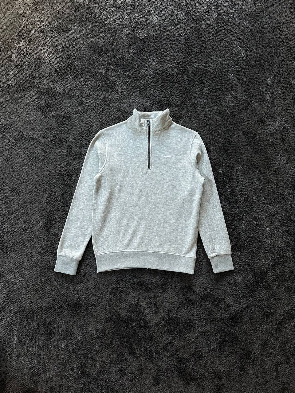 Solo Swoosh Yarım Fermuarlı Sweatshirt - Gri Melanj