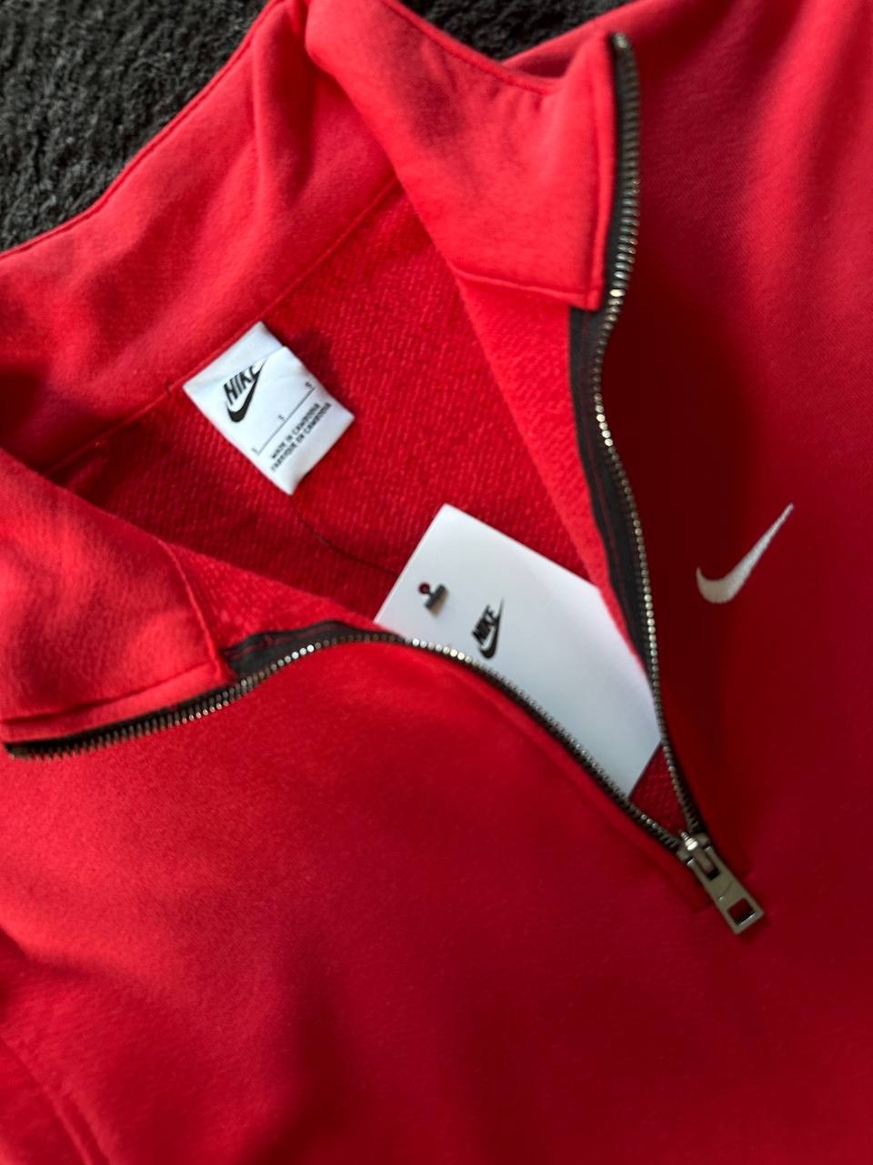 Solo Swoosh Yarım Fermuarlı Sweatshirt - Kırmızı