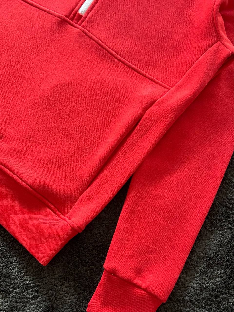Club Fleece Brushed-Back Yarım Fermuarlı Sweatshirt - Kırmızı