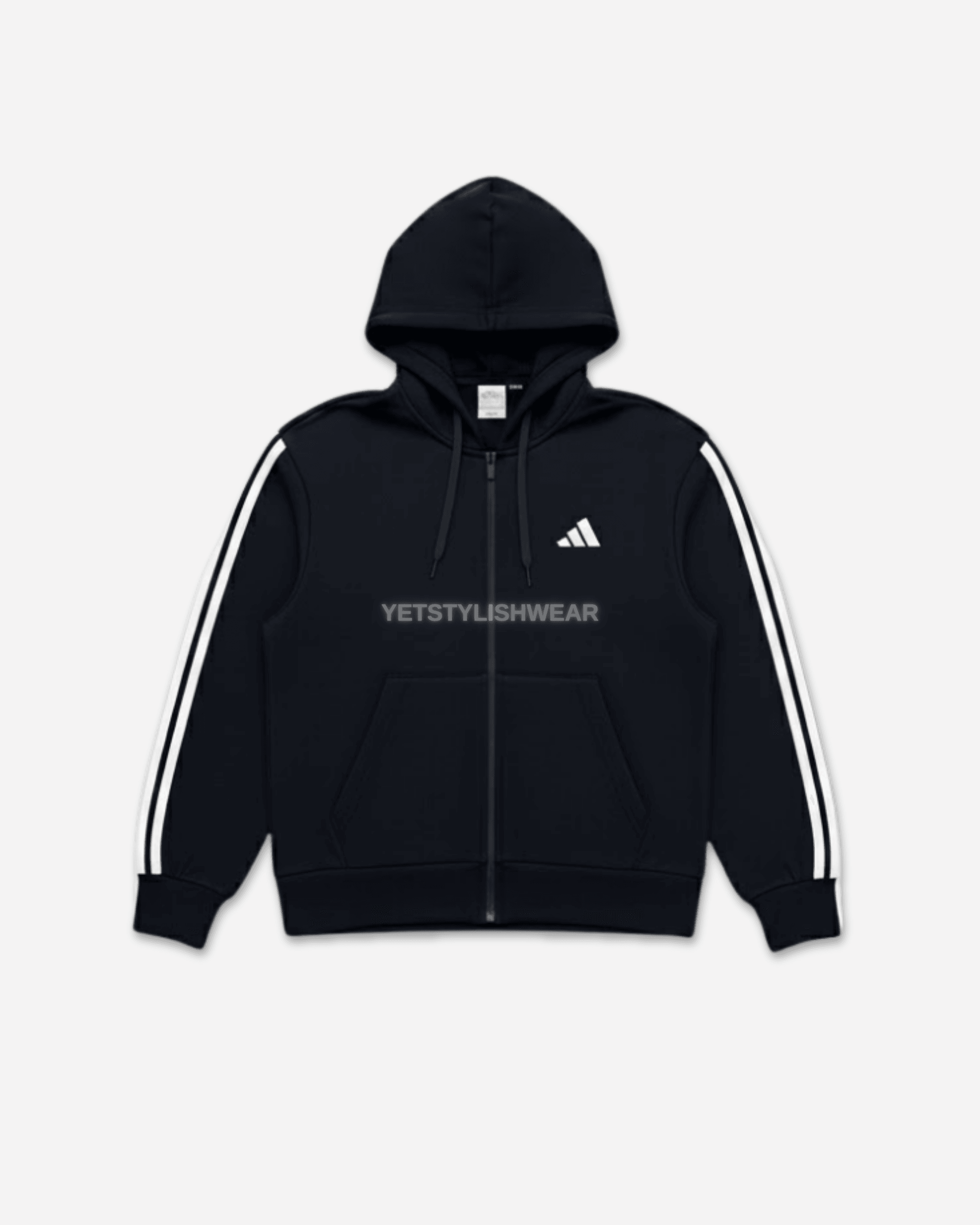 Essentials 3-Stripes Fleece Hırka - Siyah