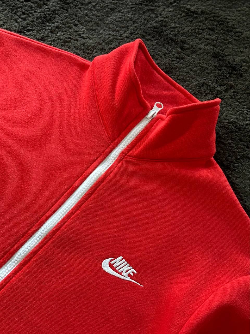 Club Fleece Brushed-Back Yarım Fermuarlı Sweatshirt - Kırmızı