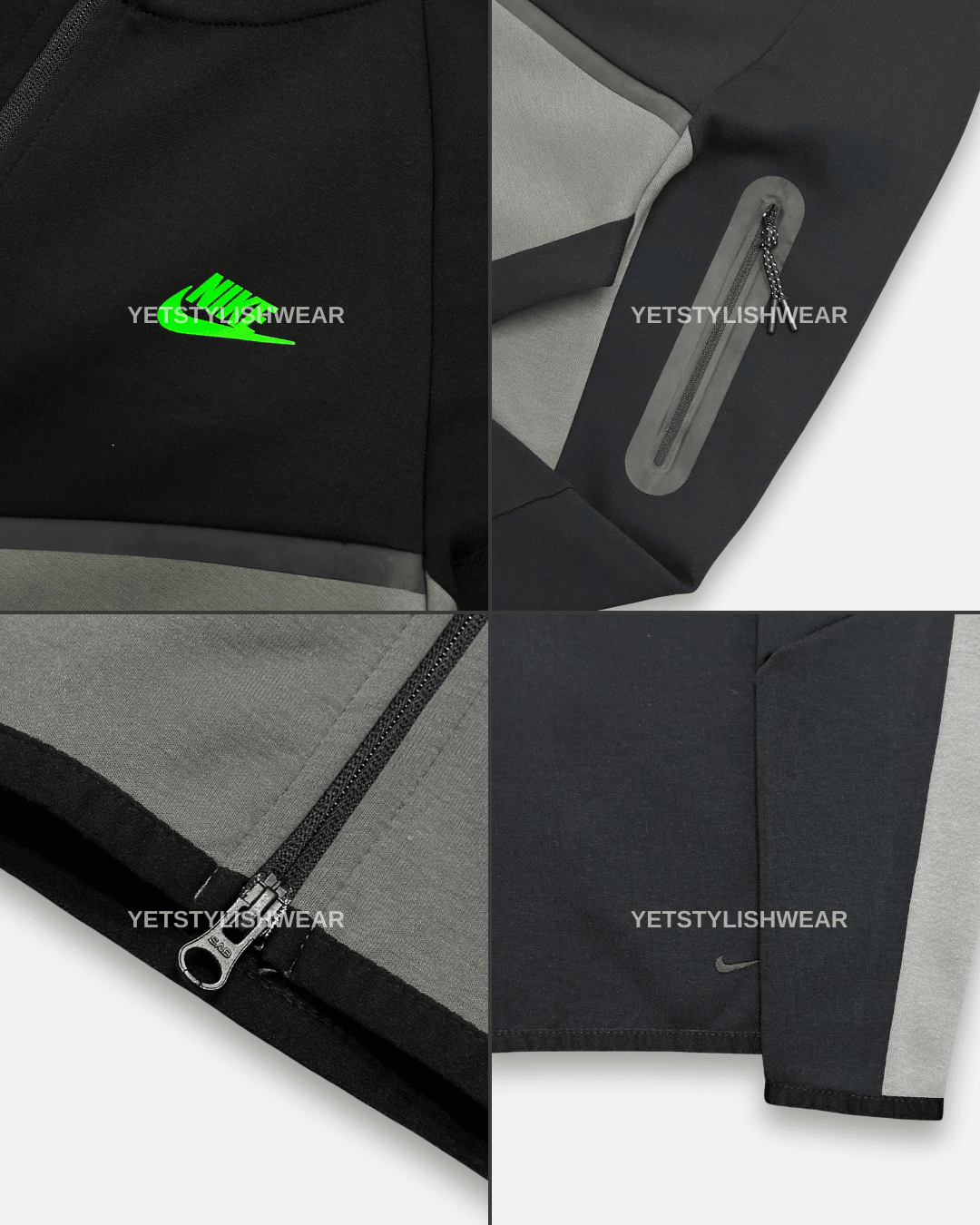 Tech Fleece 5.th Gen. Hırka - Siyah & Yeşil & Füme