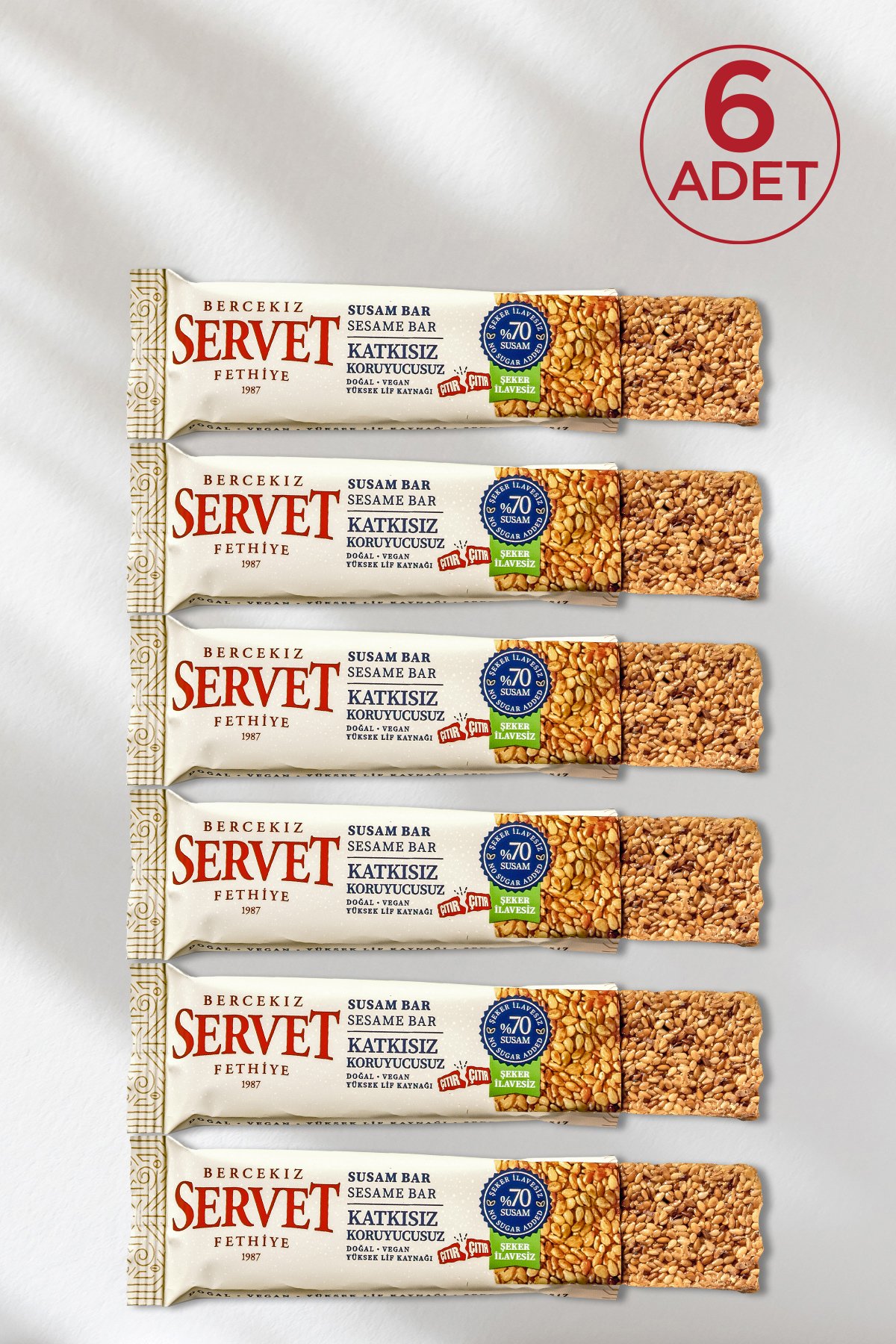 Şeker İlavesiz Susam Krokan Bar 120 gr (6 x 20 gr)