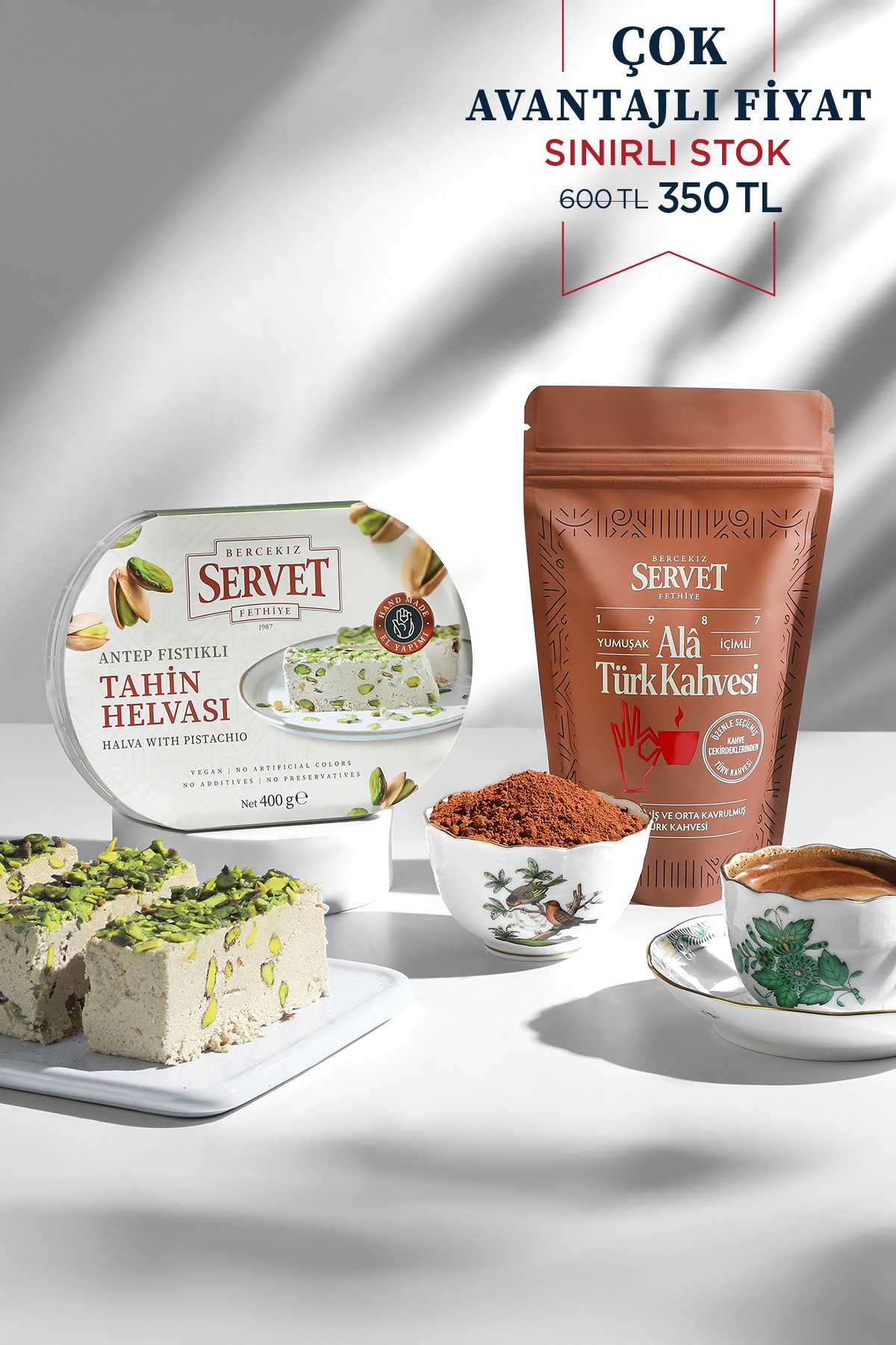 Antep Fıstıklı Tahin Helvası 400 gr + Servet Alâ Türk Kahvesi 100 gr