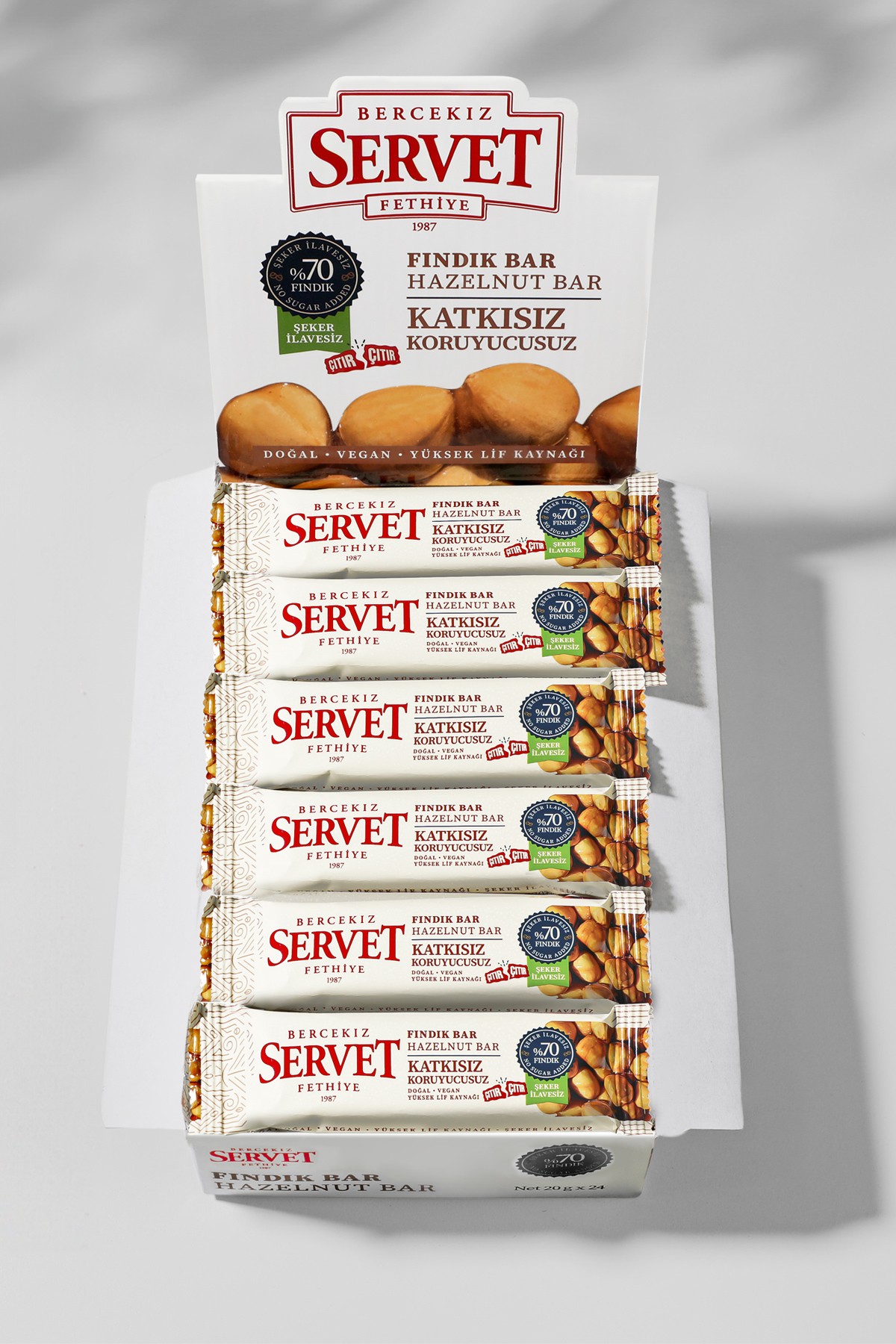 Şeker İlavesiz Fındık Krokan Bar 480 gr (24 x 20 gr) - 24 lü paket