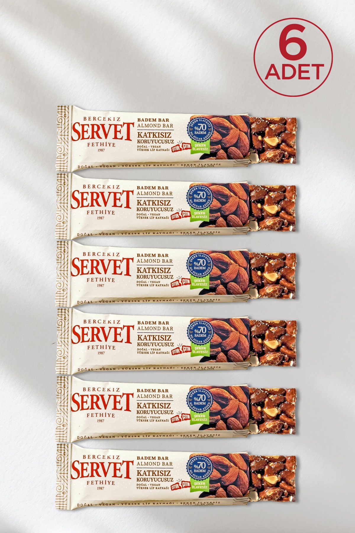 Şeker İlavesiz Badem Krokan Bar 120 gr (6 x 20 gr)