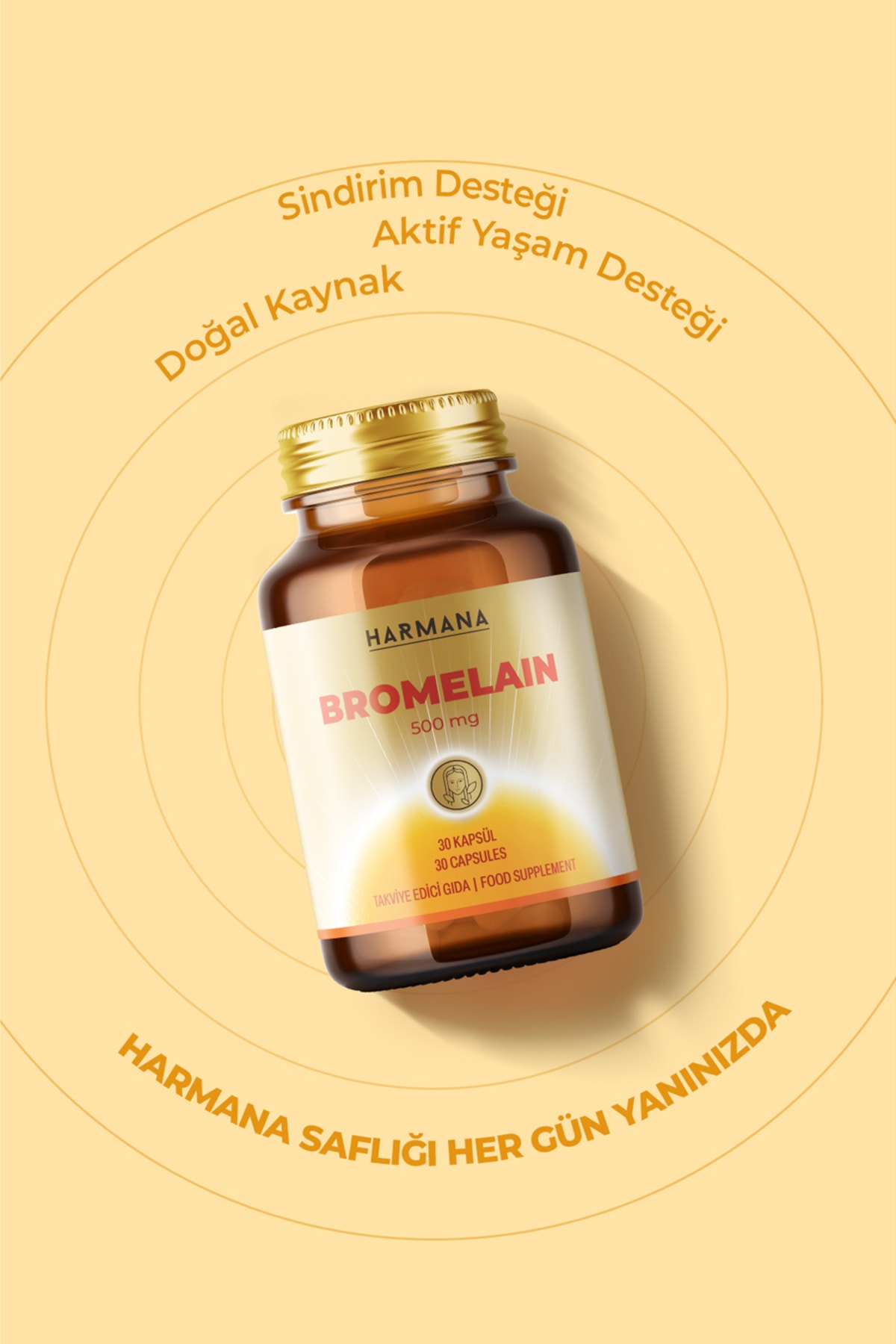 Bromelain 500 mg Takviye Edici Gıda 30 Kapsül
