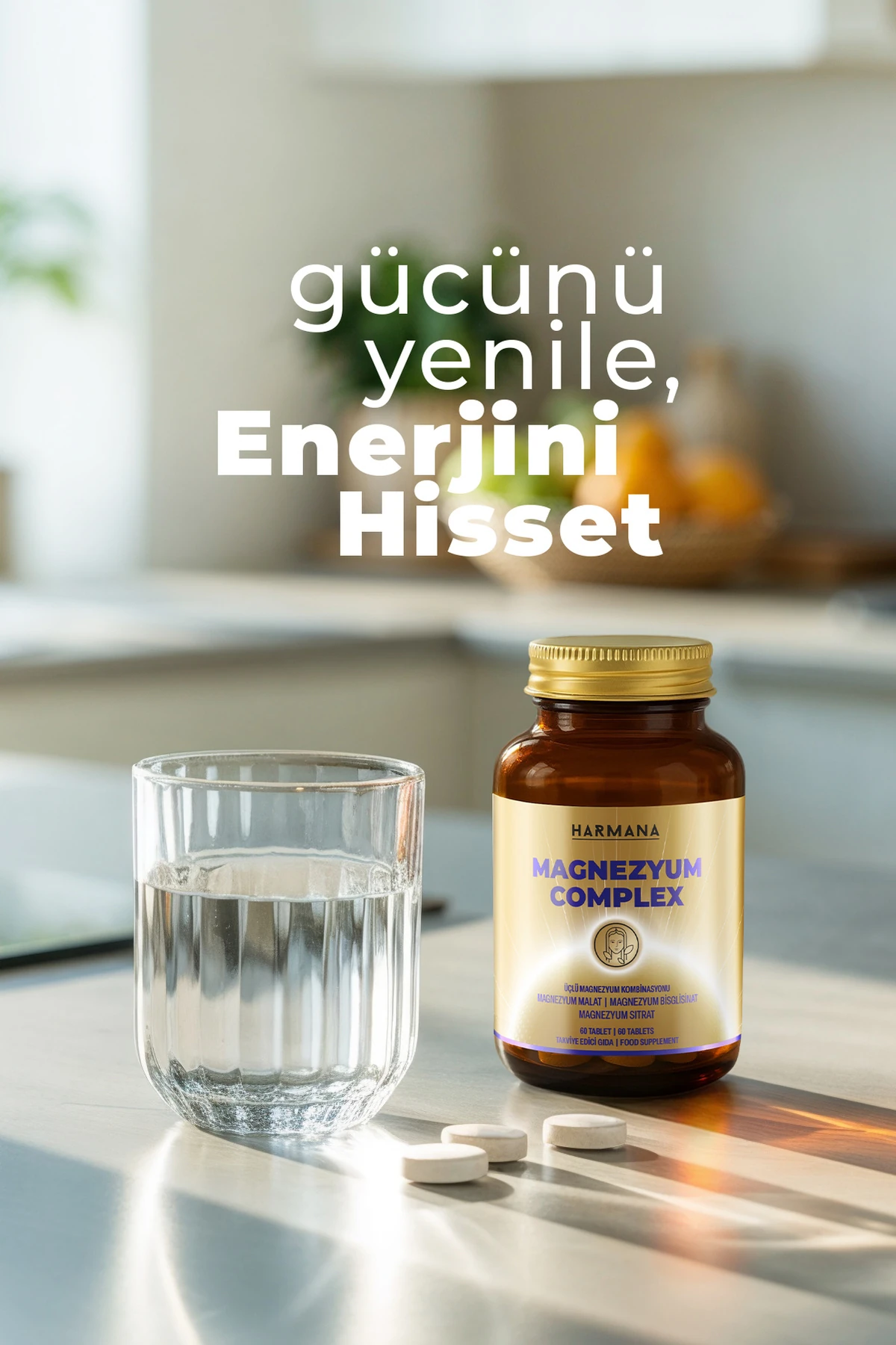 Magnezyum Complex (Bisglisinat, Sitrat, Malat)60 Tablet