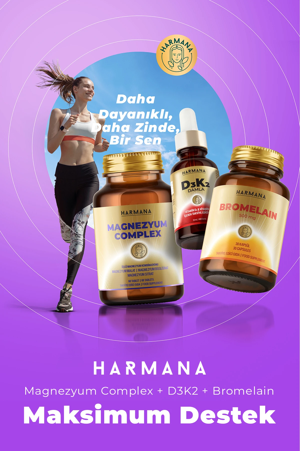 Tam Destek Paketi ~ Özel Seri ~ Magnezyum, Bromelain, D3K2