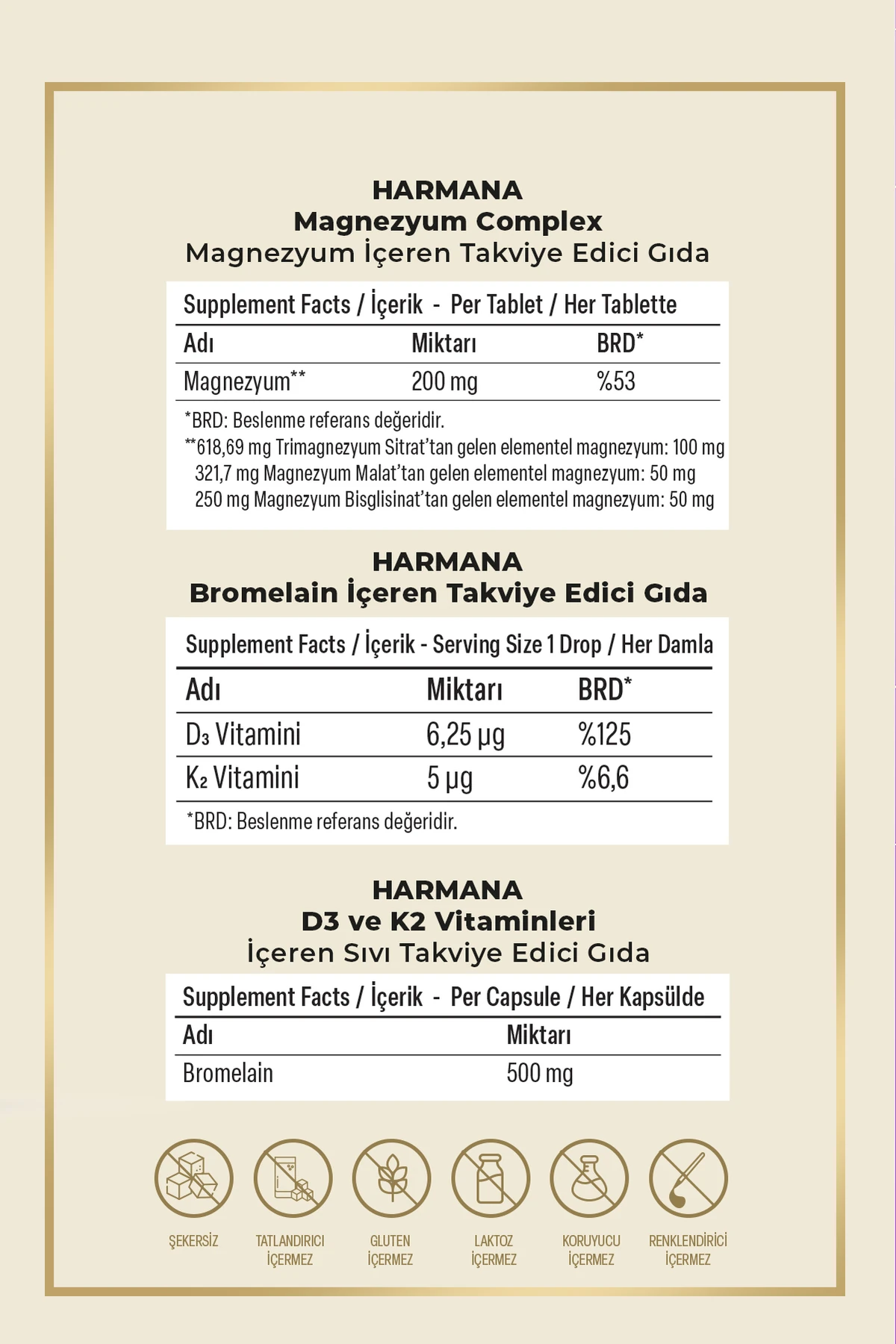 Tam Destek Paketi ~ Özel Seri ~ Magnezyum, Bromelain, D3K2