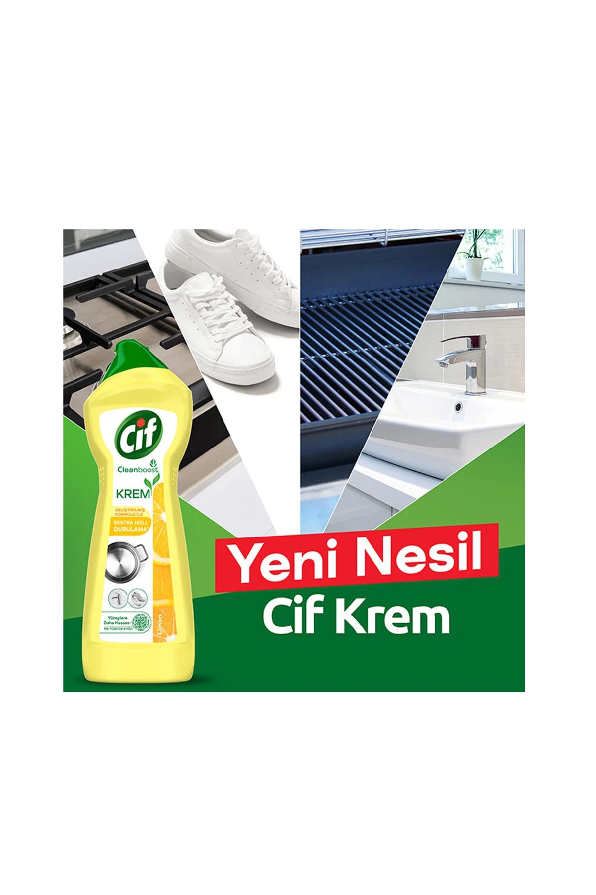 Cif Krem Yüzey Temizleyicisi Limon Kokulu 500 ML 