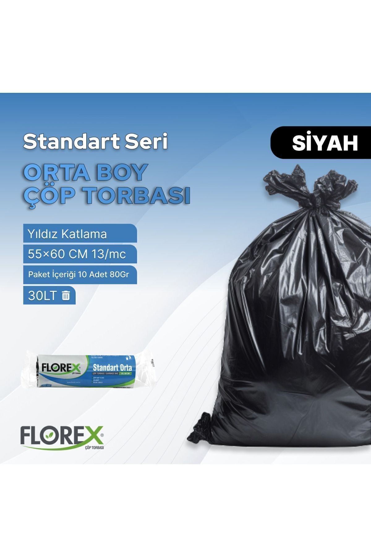 Standart Orta Boy Siyah Çöp Poşeti X 5 Rulo