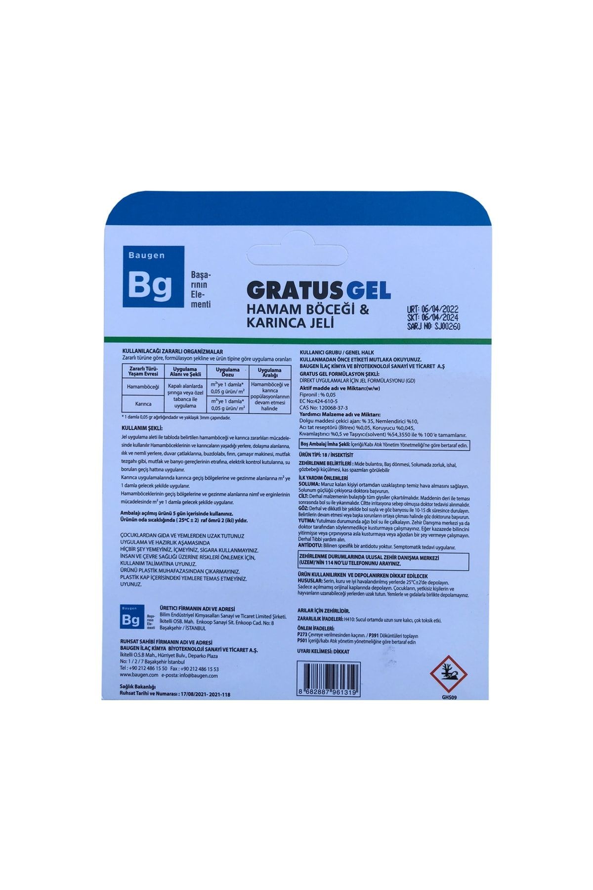 Gratus Gel 5 Gr Hamam Böceği Karınca Jel İlacı