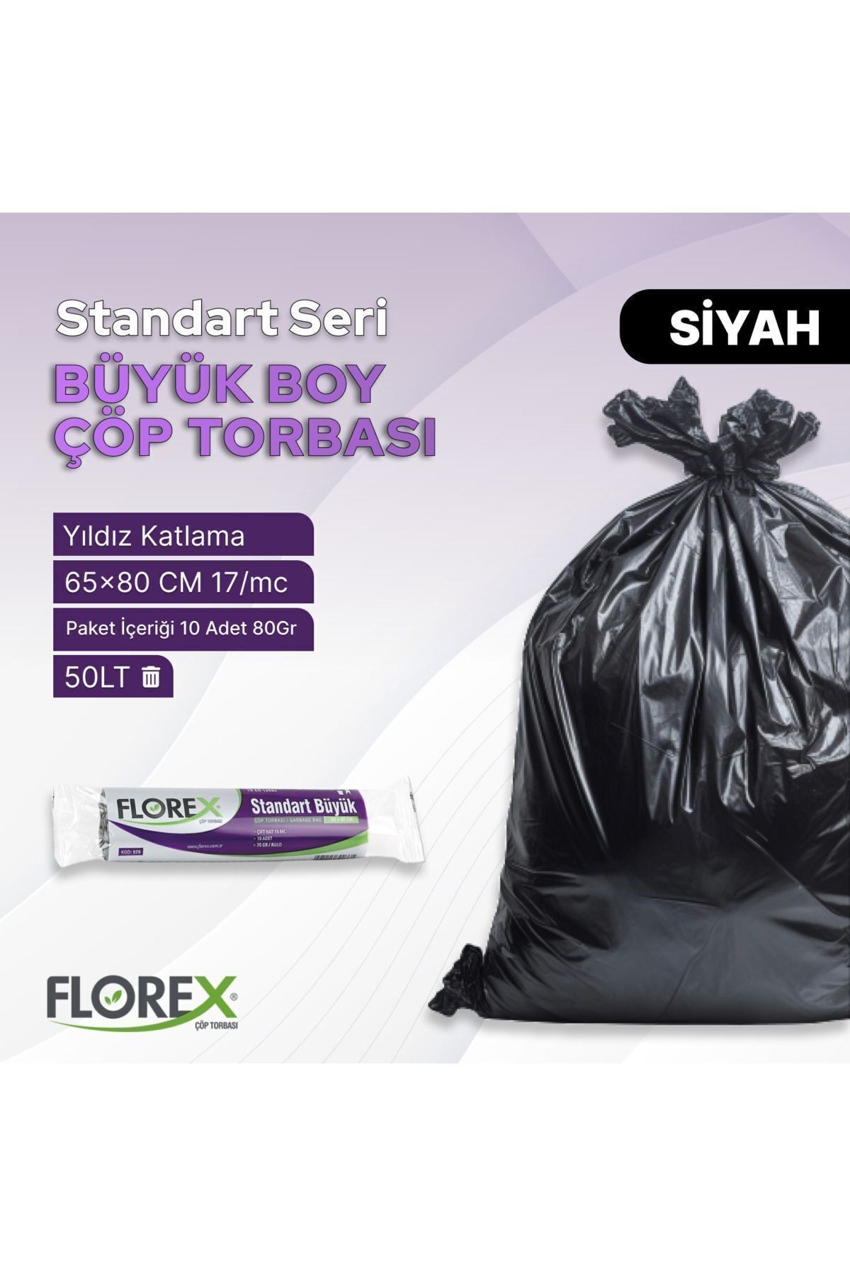 Standart Büyük Boy Siyah Çöp Poşeti X 5 Rulo