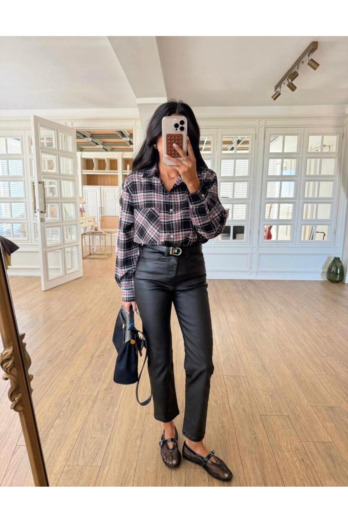 Siyah Mumlu Fit Mom Jean