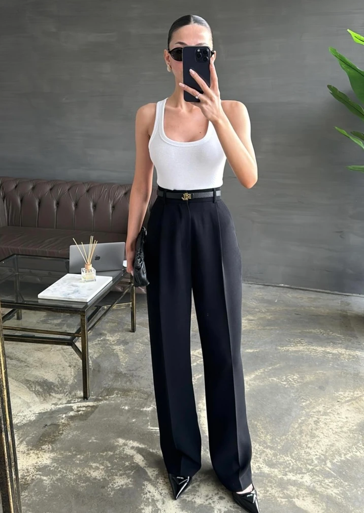 Siyah Palazzo Pantolon Bayan